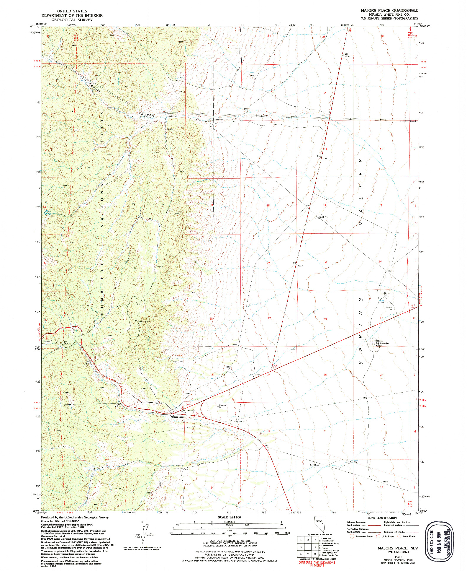 USGS 1:24000-SCALE QUADRANGLE FOR MAJORS PLACE, NV 1981
