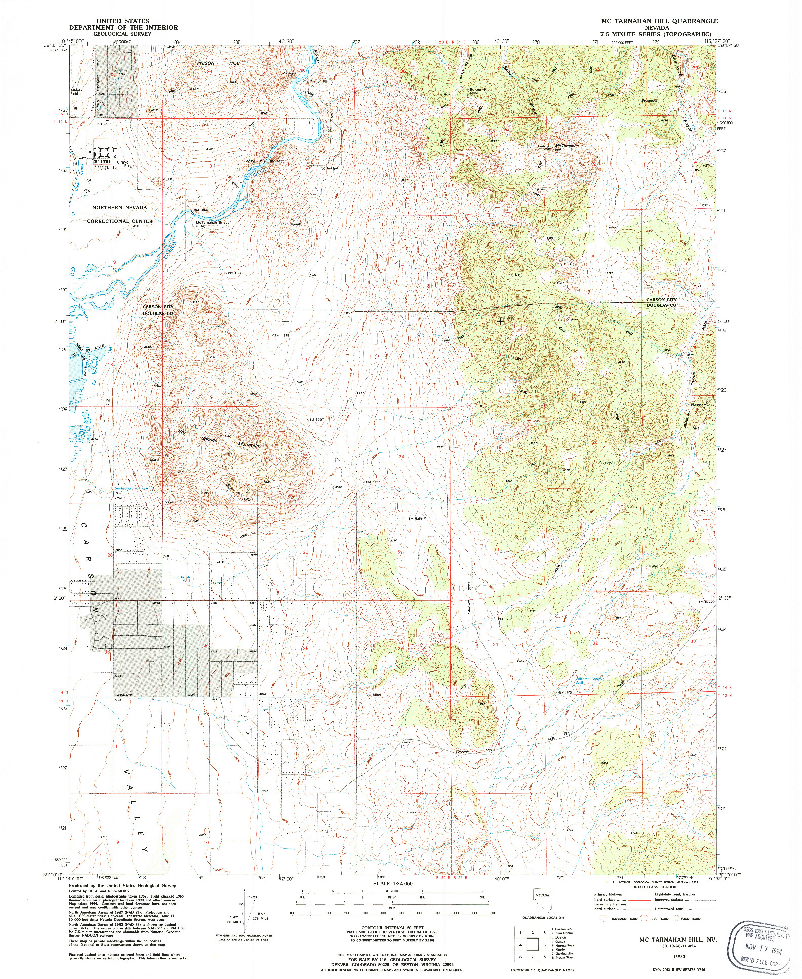 USGS 1:24000-SCALE QUADRANGLE FOR MCTARNAHAN HILL, NV 1994