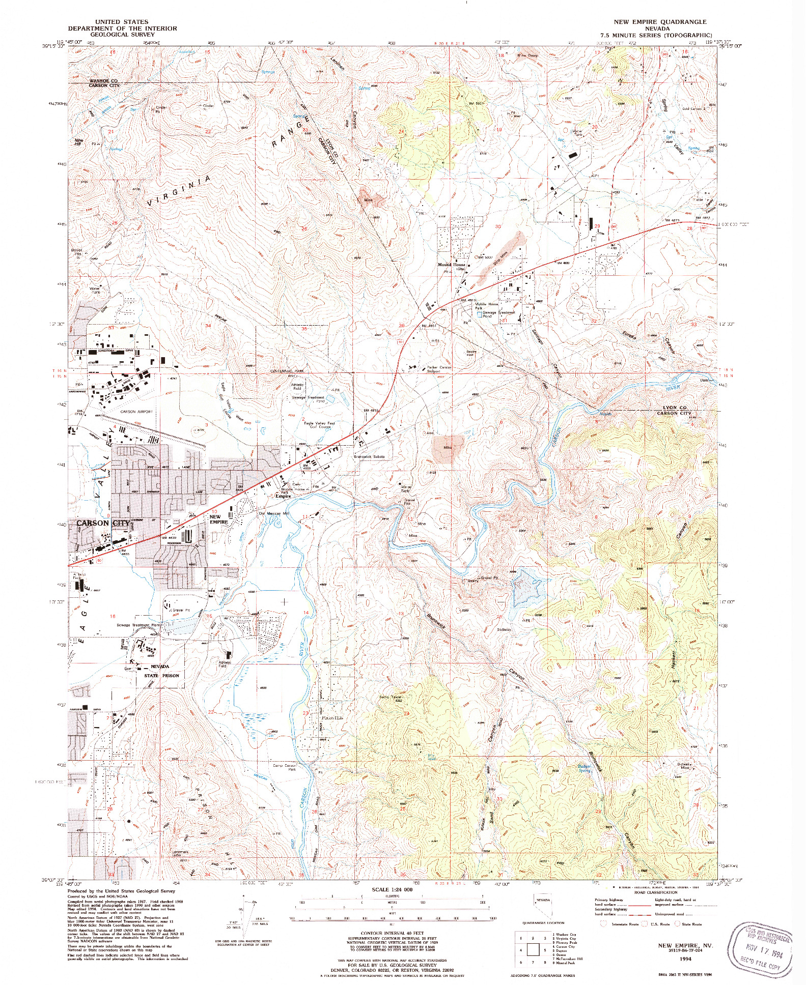 USGS 1:24000-SCALE QUADRANGLE FOR NEW EMPIRE, NV 1994