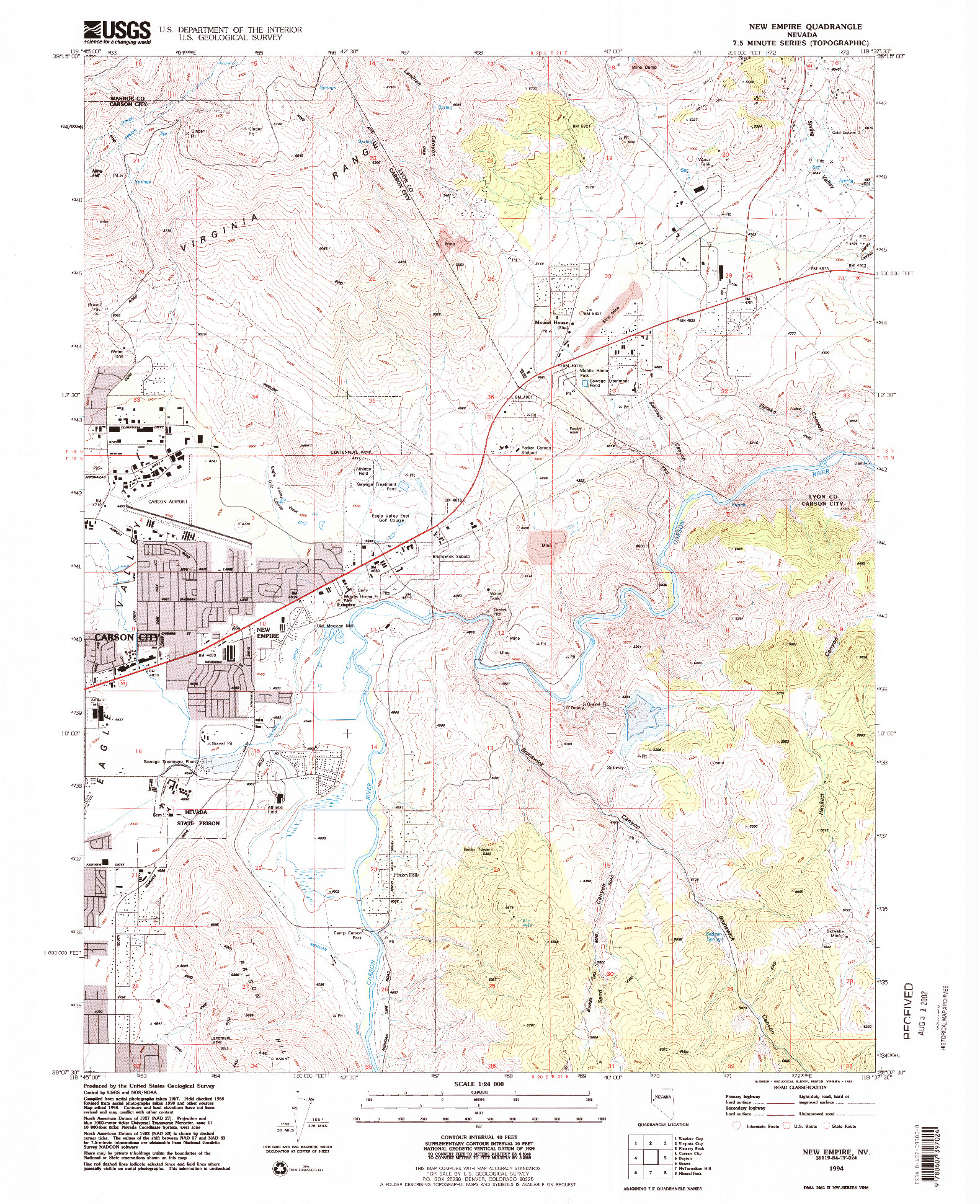 USGS 1:24000-SCALE QUADRANGLE FOR NEW EMPIRE, NV 1994