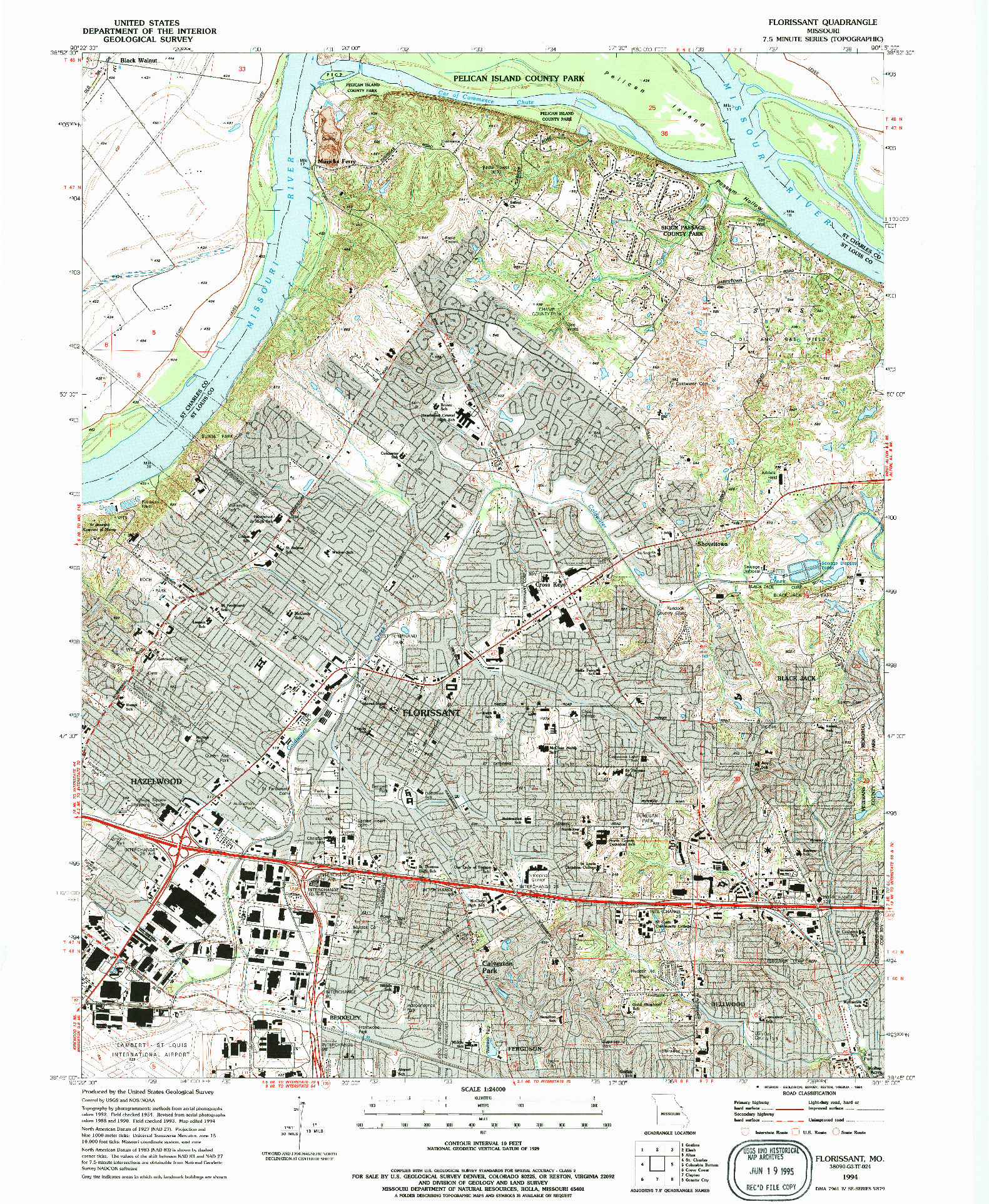 USGS 1:24000-SCALE QUADRANGLE FOR FLORISSANT, MO 1994