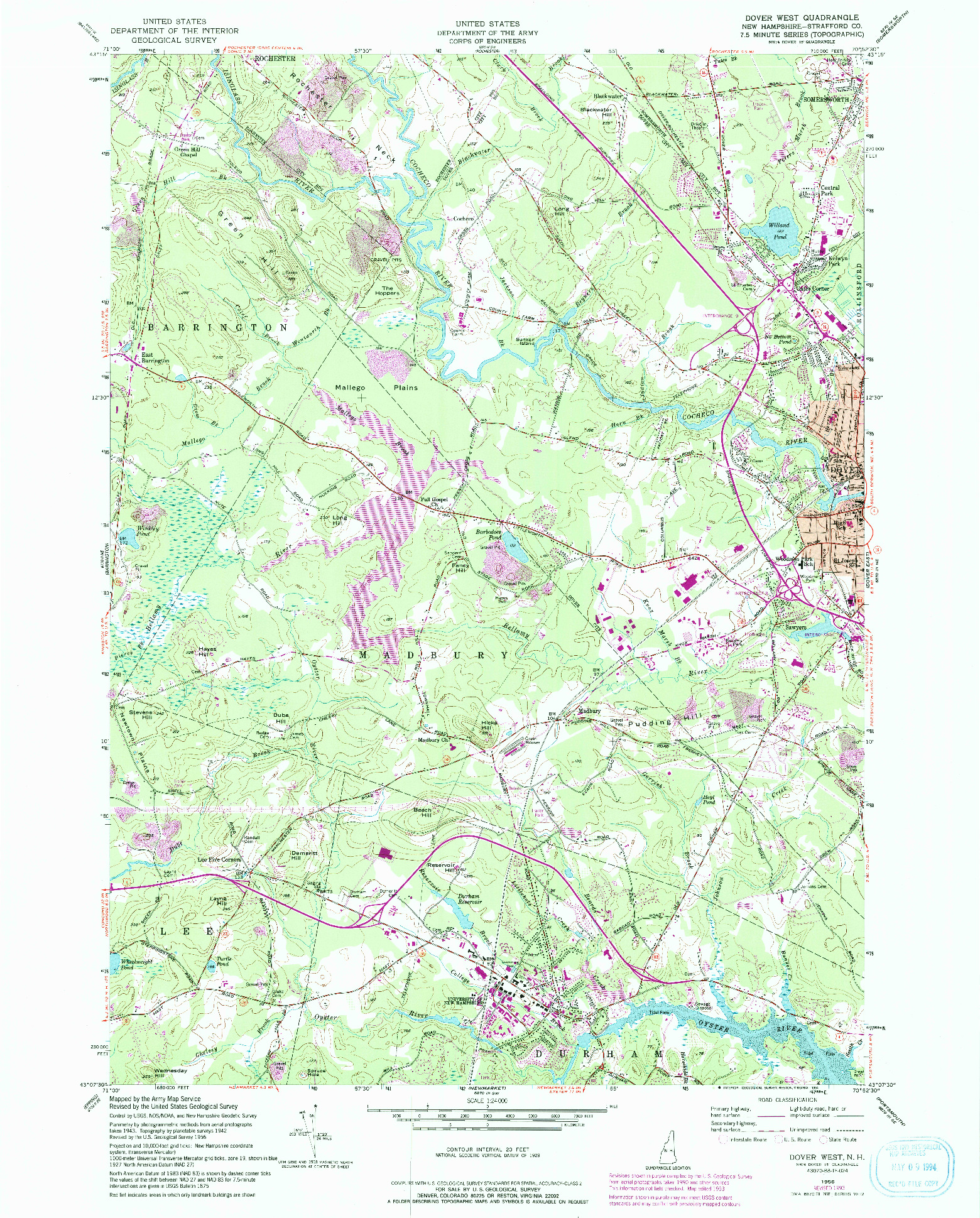 USGS 1:24000-SCALE QUADRANGLE FOR DOVER WEST, NH 1956