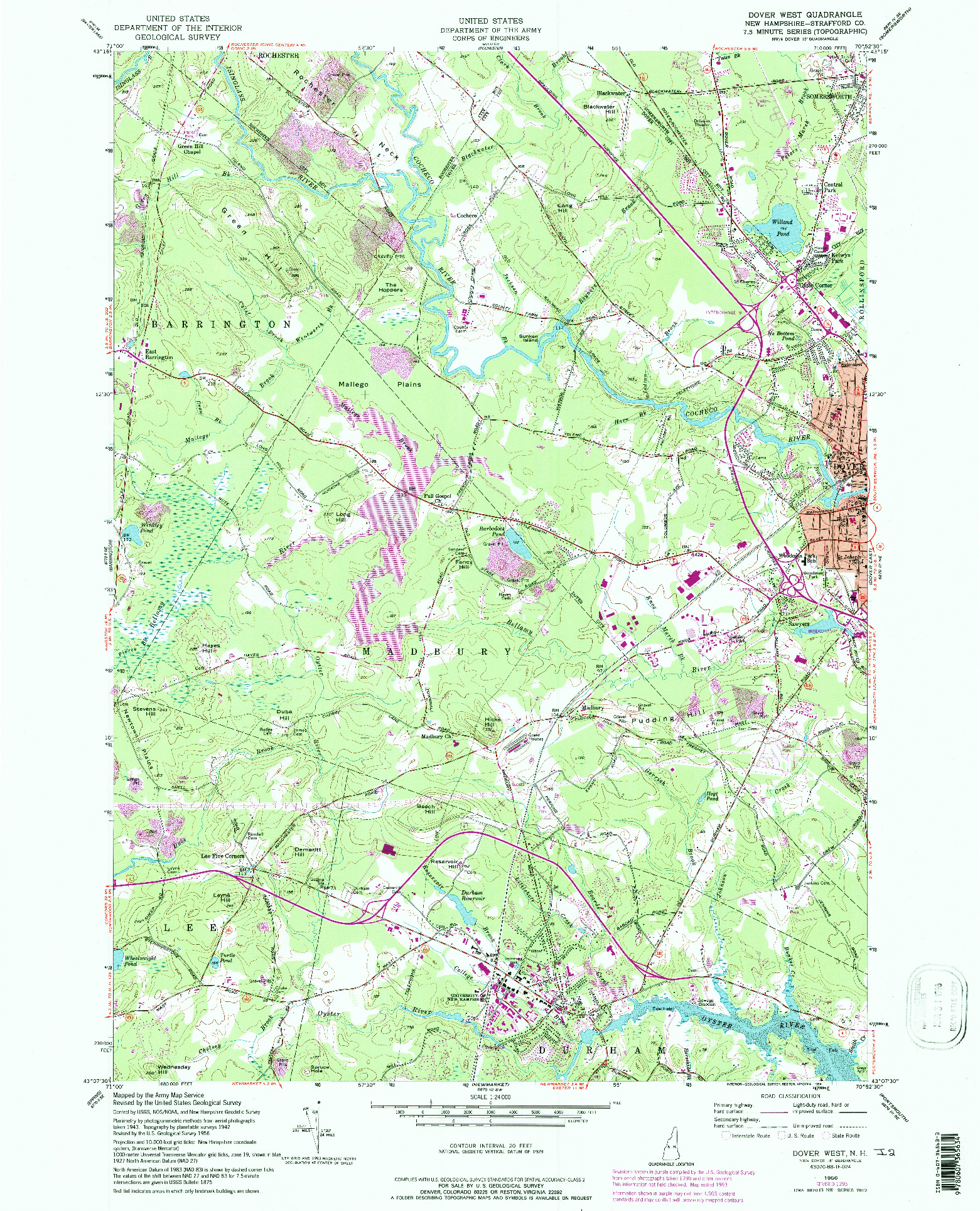 USGS 1:24000-SCALE QUADRANGLE FOR DOVER WEST, NH 1956