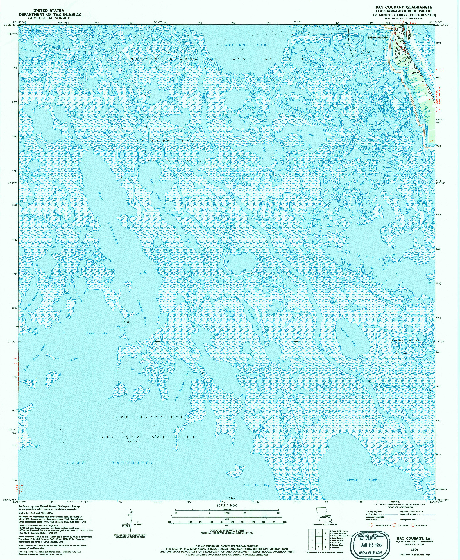 USGS 1:24000-SCALE QUADRANGLE FOR BAY COURANT, LA 1994