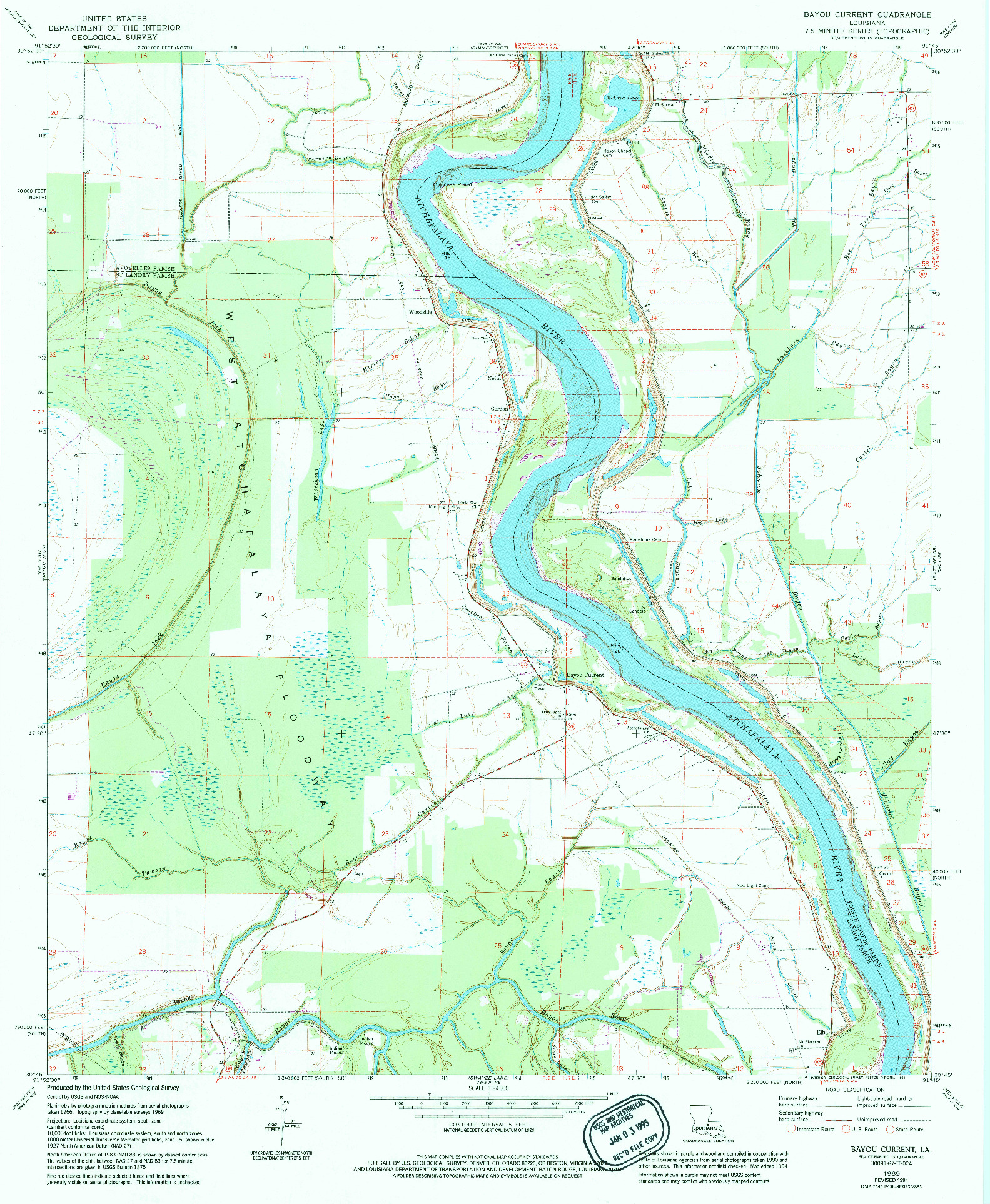USGS 1:24000-SCALE QUADRANGLE FOR BAYOU CURRENT, LA 1969
