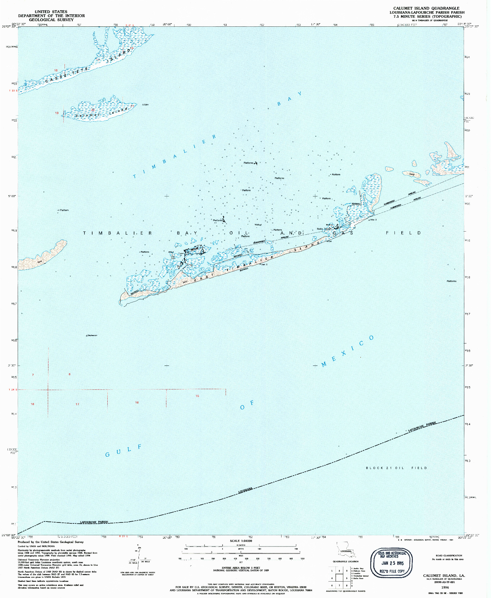 USGS 1:24000-SCALE QUADRANGLE FOR CALUMET ISLAND, LA 1994