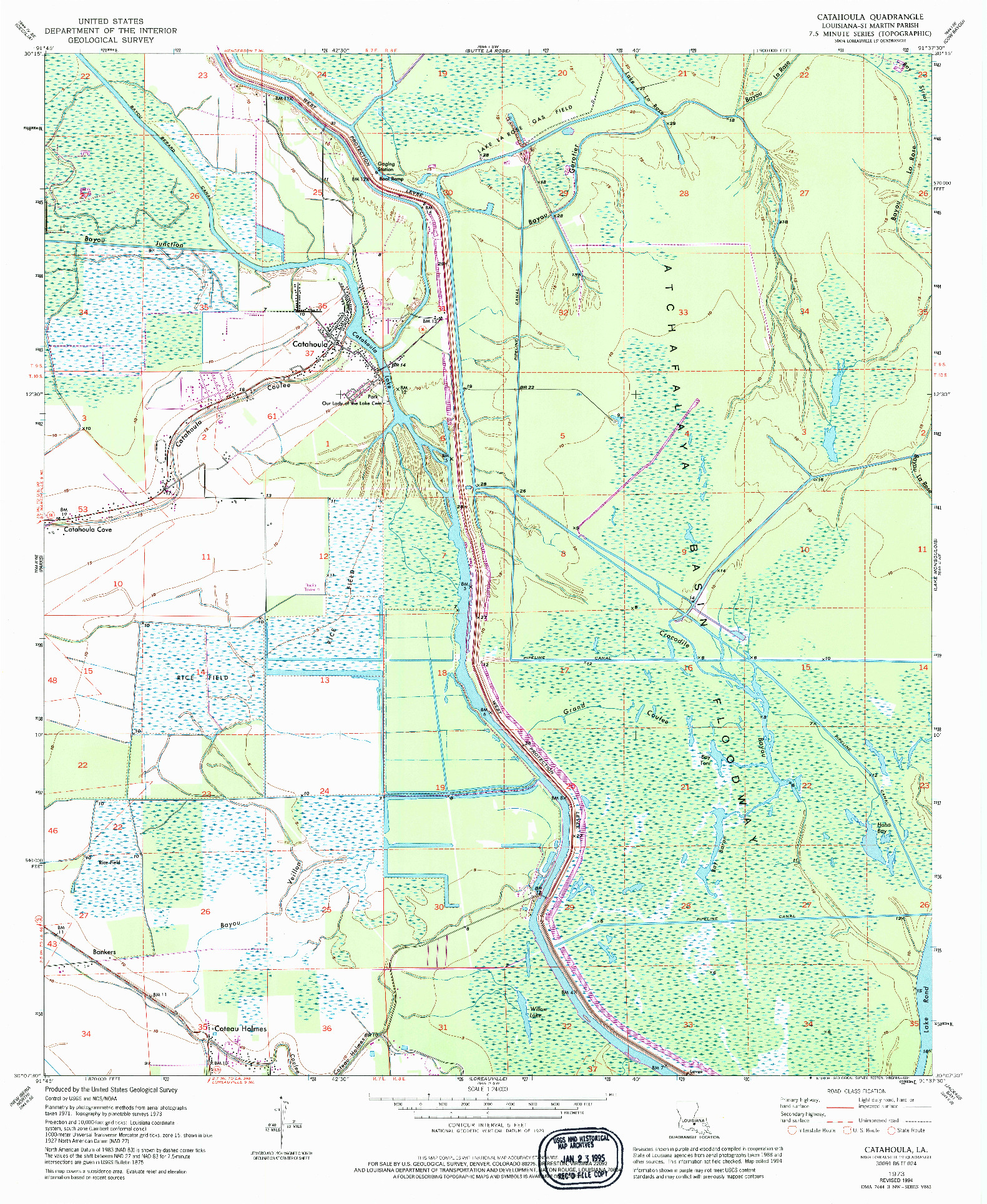 USGS 1:24000-SCALE QUADRANGLE FOR CATAHOULA, LA 1973