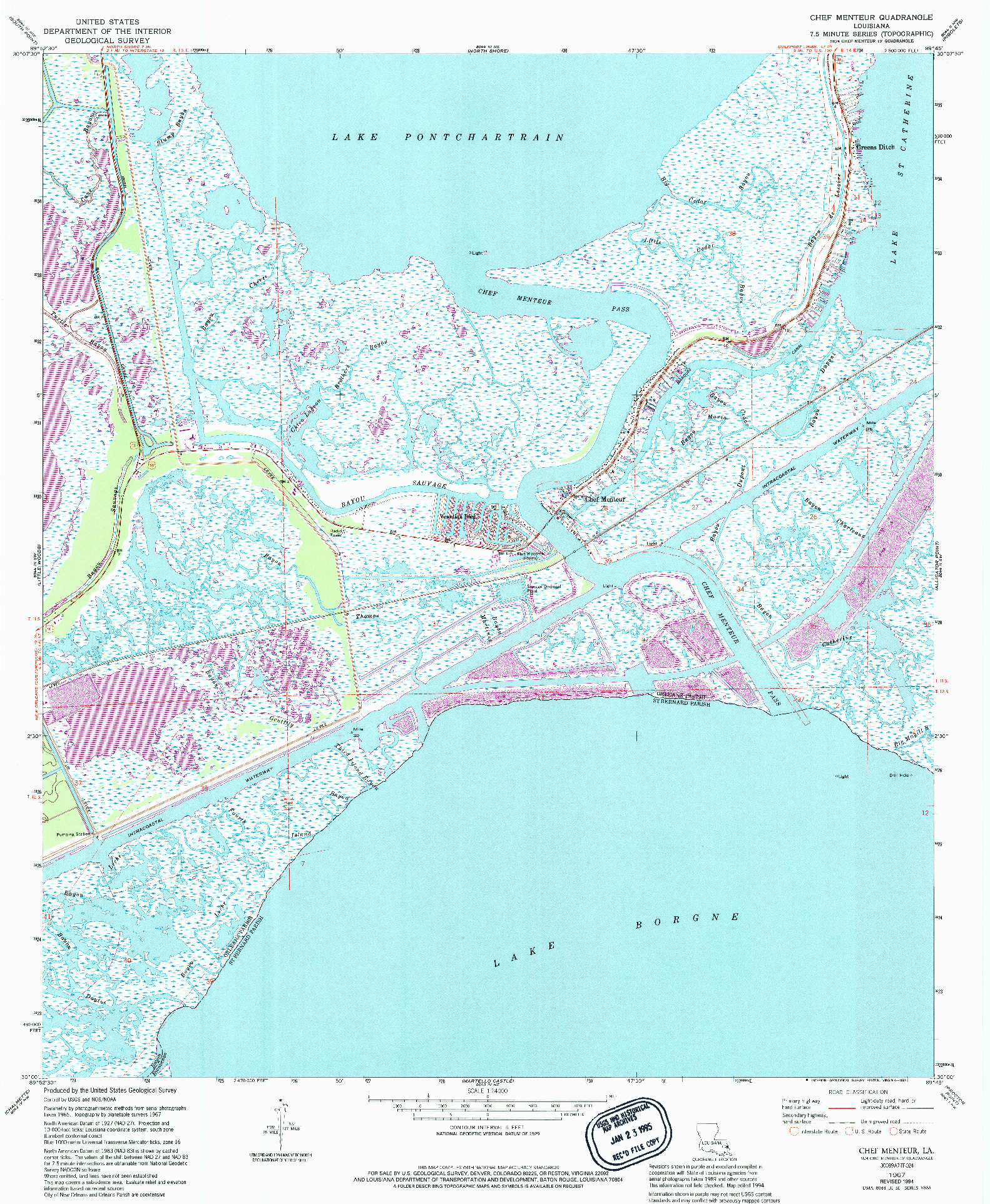 USGS 1:24000-SCALE QUADRANGLE FOR CHEF MENTEUR, LA 1967