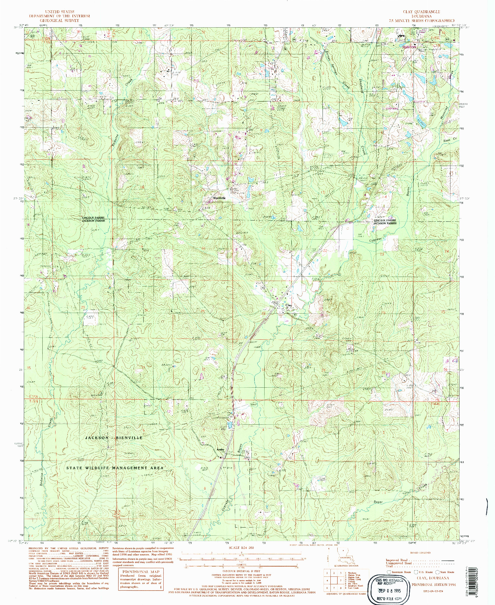 USGS 1:24000-SCALE QUADRANGLE FOR CLAY, LA 1994