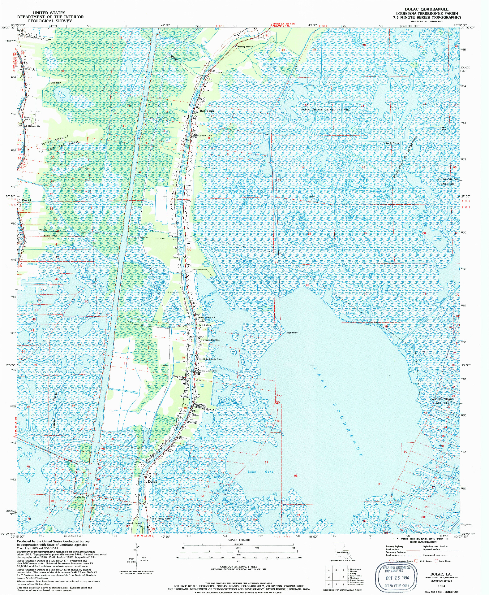 USGS 1:24000-SCALE QUADRANGLE FOR DULAC, LA 1994