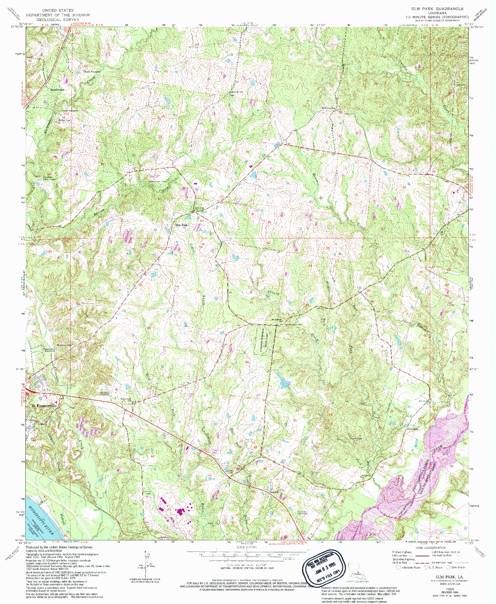 USGS 1:24000-SCALE QUADRANGLE FOR ELM PARK, LA 1965