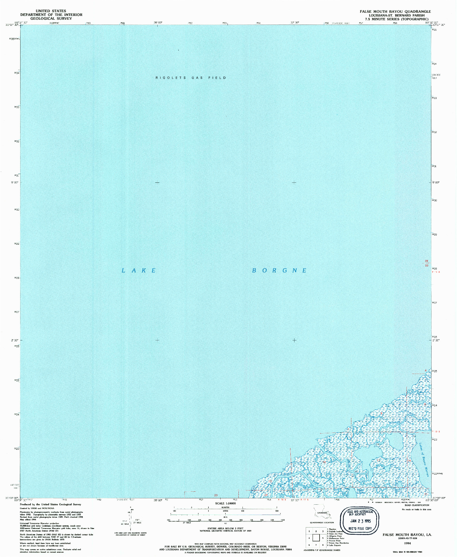 USGS 1:24000-SCALE QUADRANGLE FOR FALSE MOUTH BAYOU, LA 1994