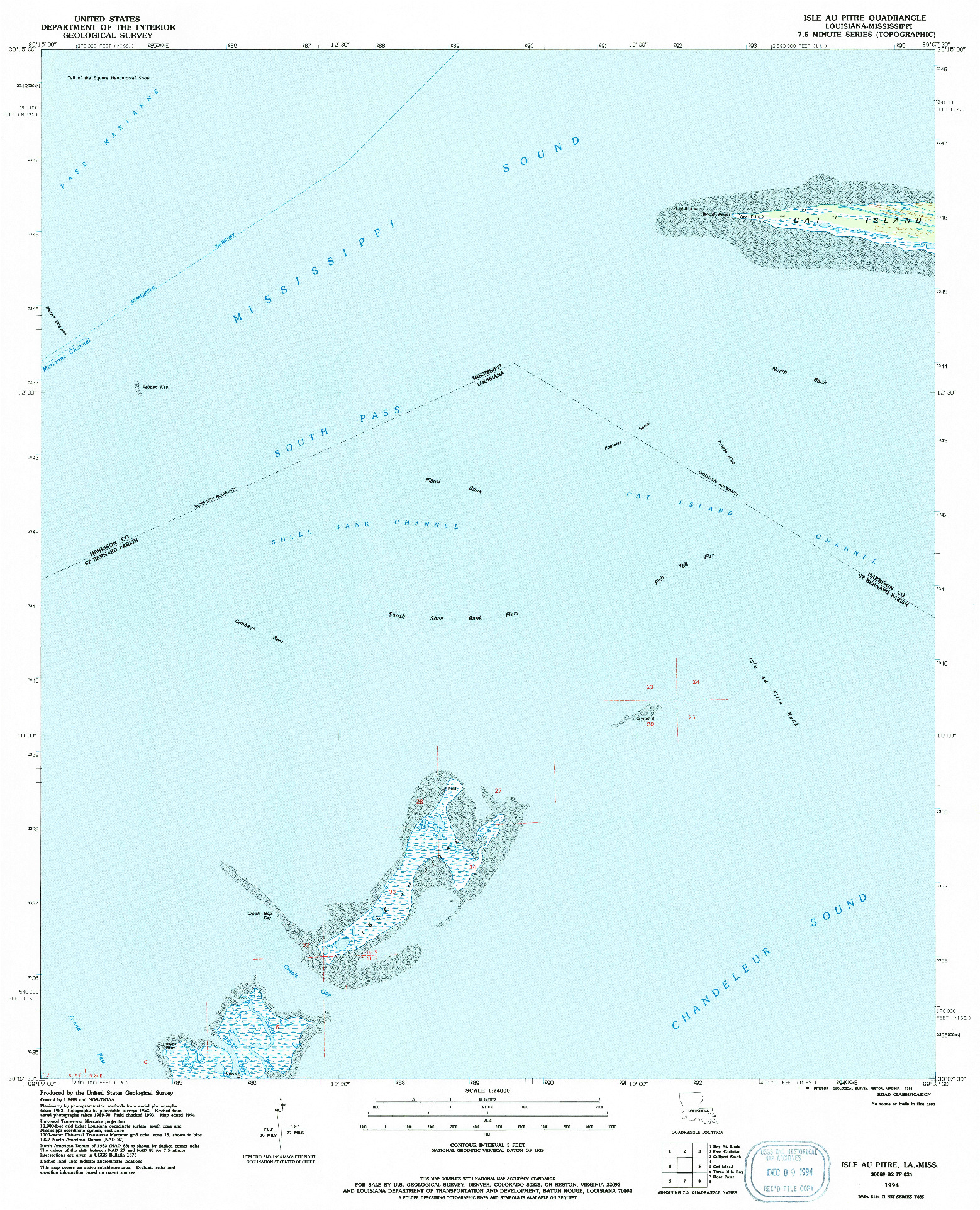 USGS 1:24000-SCALE QUADRANGLE FOR ISLE AU PITRE, LA 1994