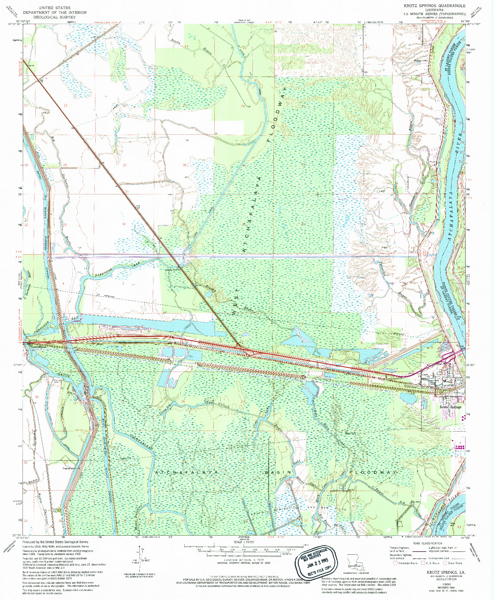 USGS 1:24000-SCALE QUADRANGLE FOR KROTZ SPRINGS, LA 1968