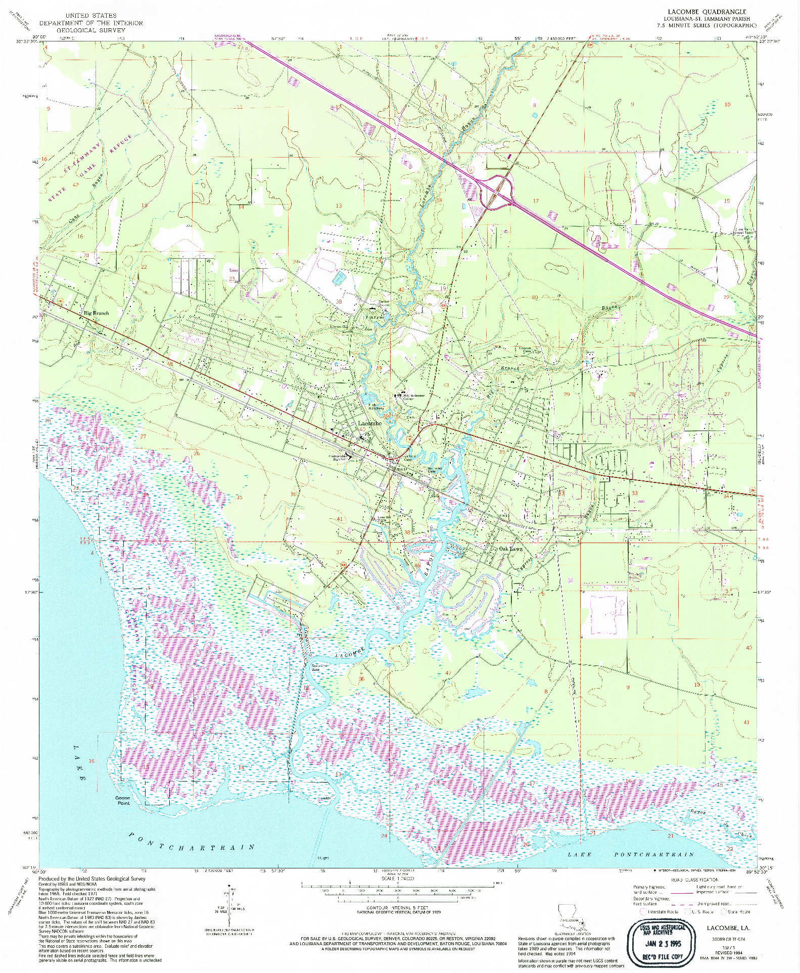 USGS 1:24000-SCALE QUADRANGLE FOR LACOMBE, LA 1971