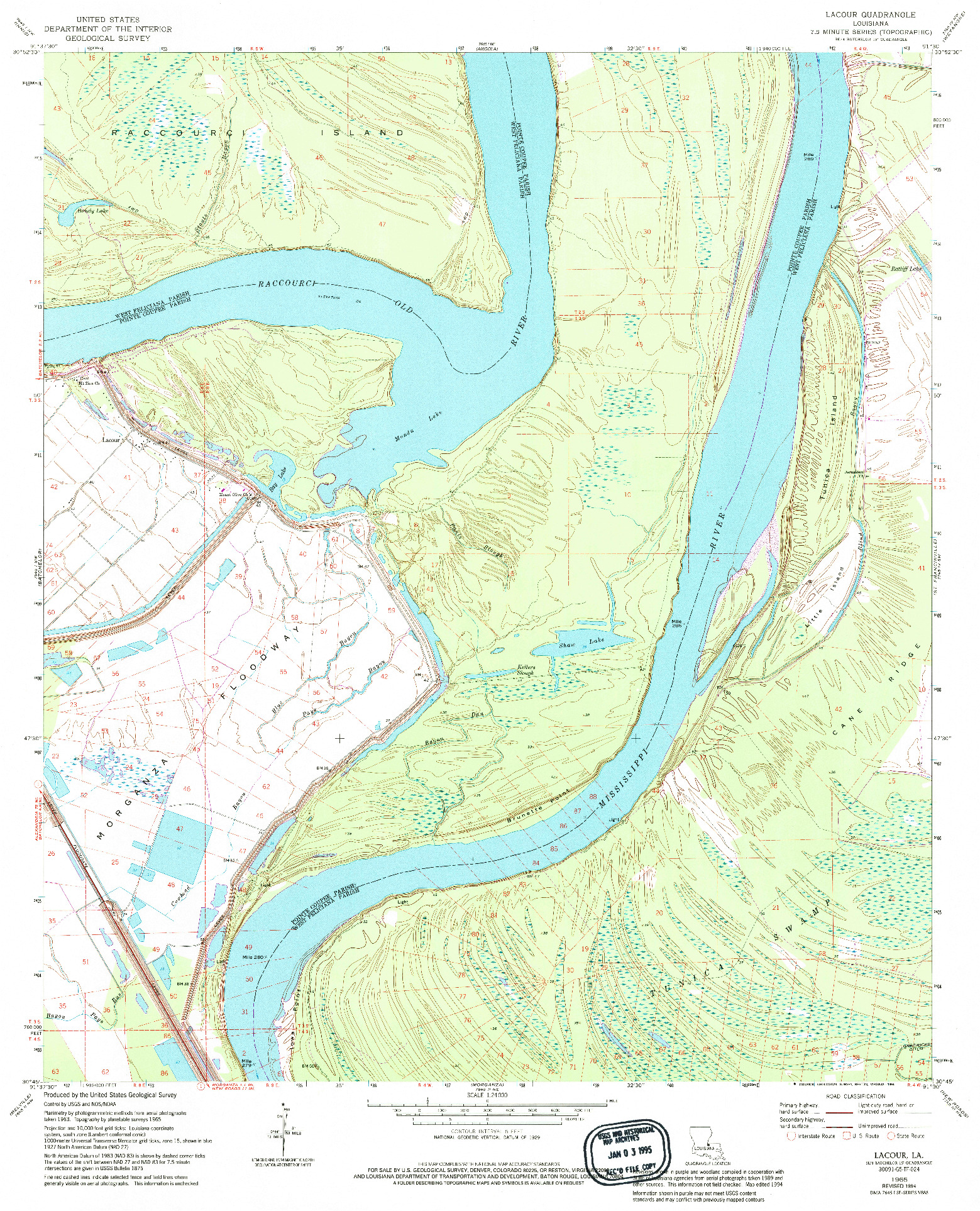 USGS 1:24000-SCALE QUADRANGLE FOR LACOUR, LA 1965