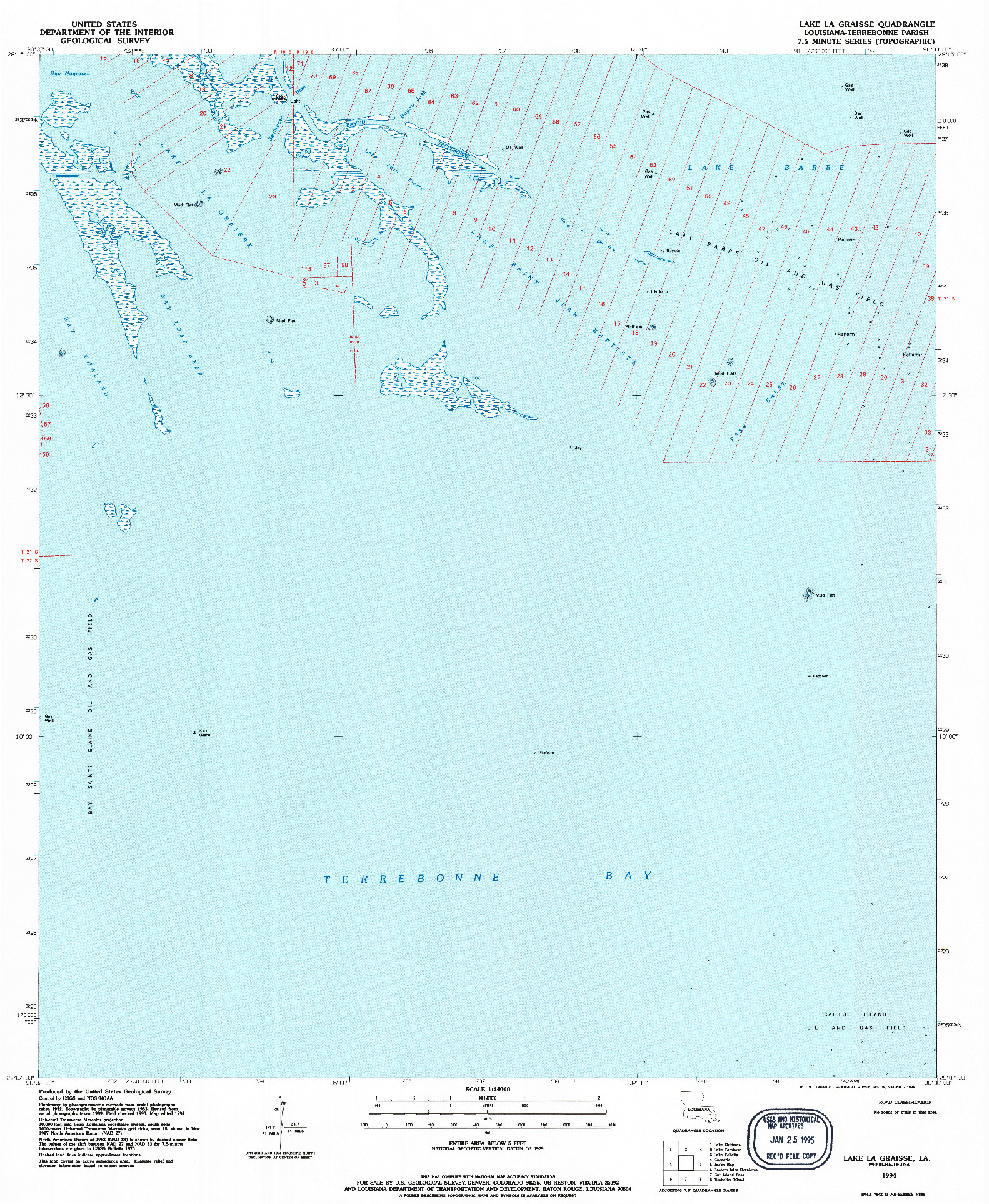 USGS 1:24000-SCALE QUADRANGLE FOR LAKE LA GRAISSE, LA 1994