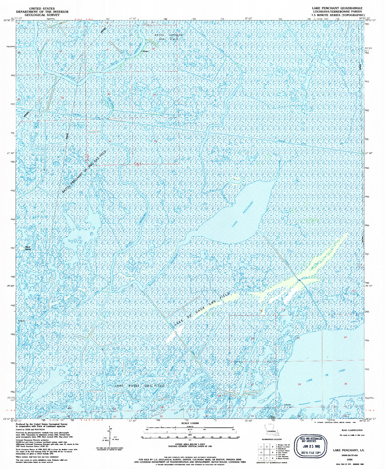 USGS 1:24000-SCALE QUADRANGLE FOR LAKE PENCHANT, LA 1994