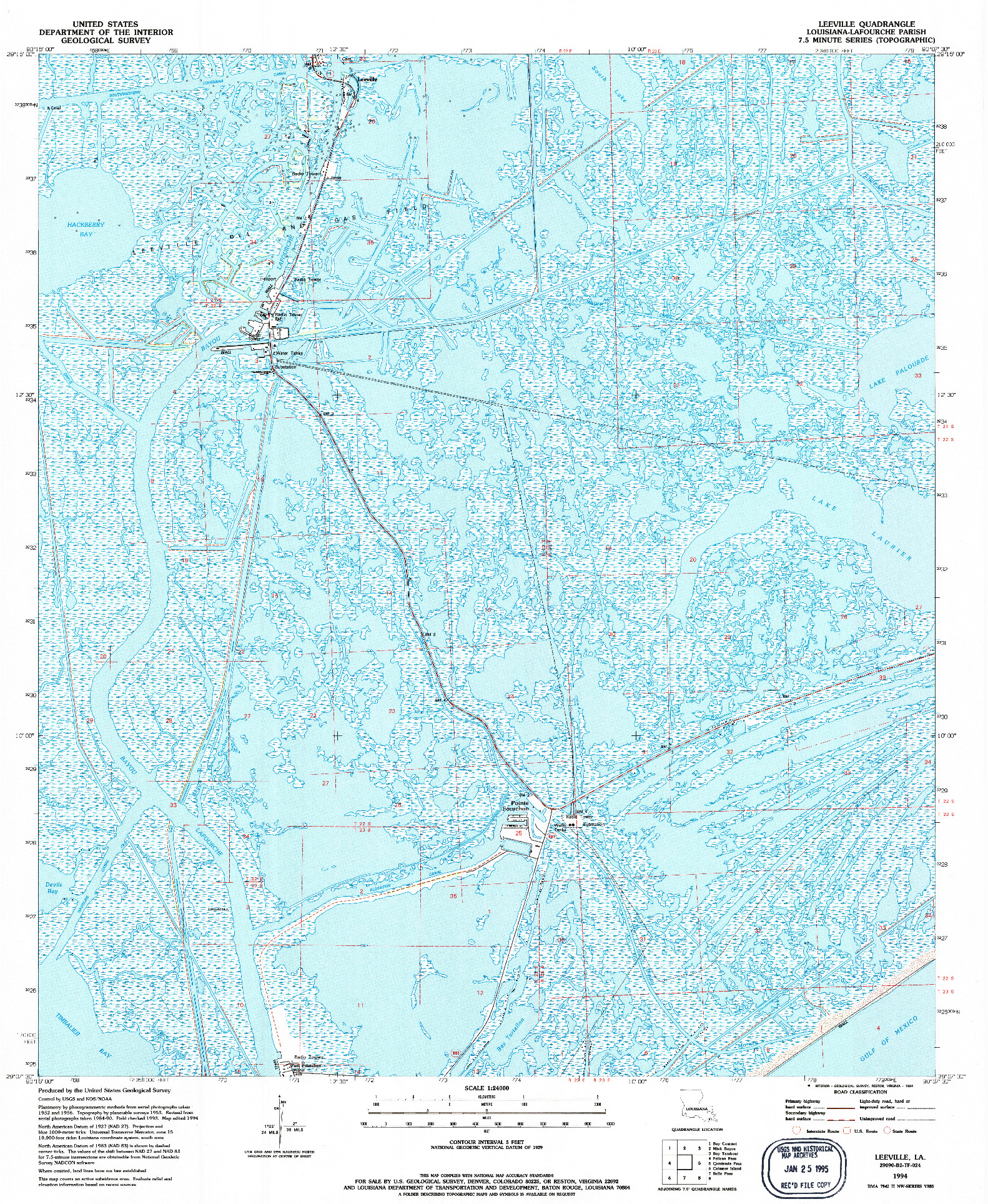 USGS 1:24000-SCALE QUADRANGLE FOR LEEVILLE, LA 1994
