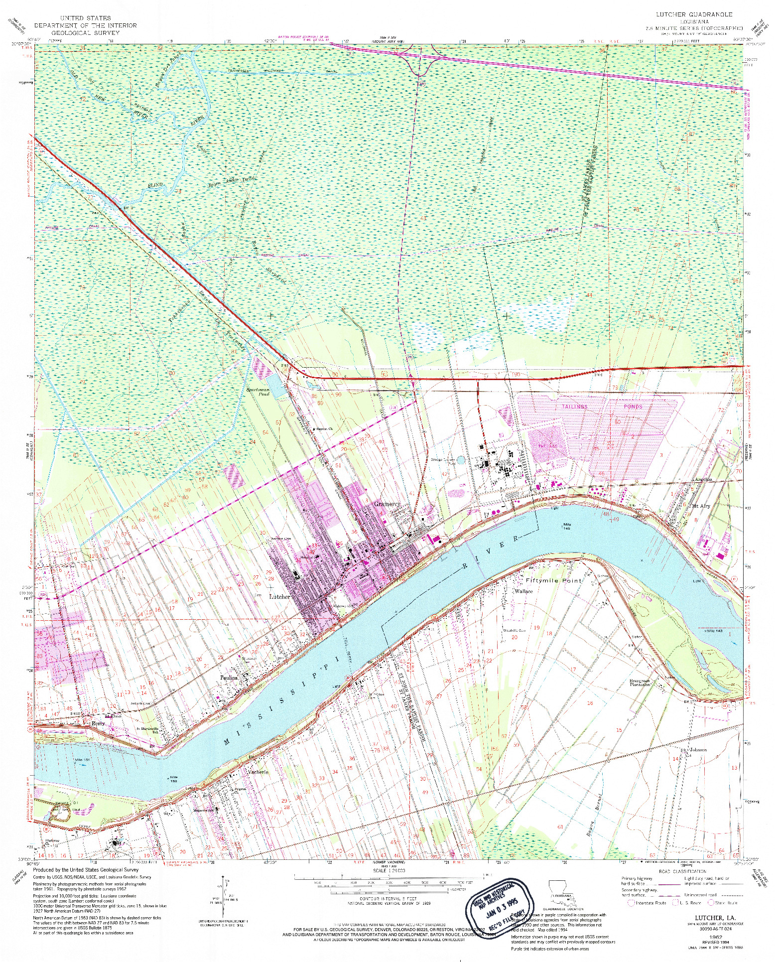 USGS 1:24000-SCALE QUADRANGLE FOR LUTCHER, LA 1962