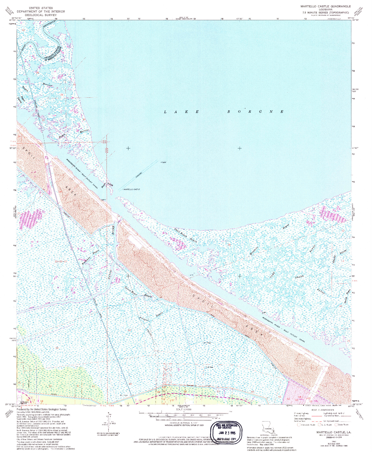 USGS 1:24000-SCALE QUADRANGLE FOR MARTELLO CASTLE, LA 1967