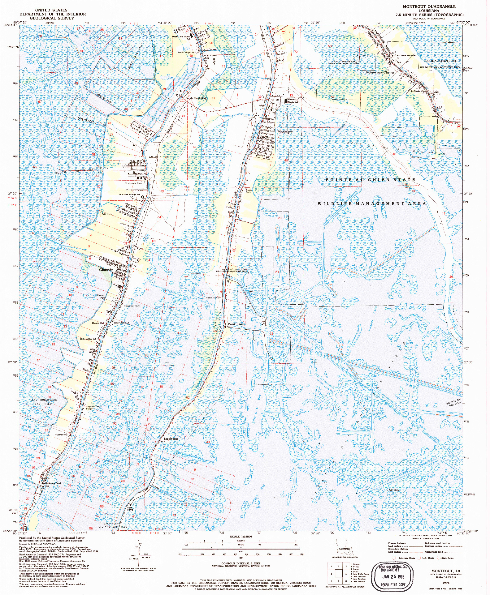 USGS 1:24000-SCALE QUADRANGLE FOR MONTEGUT, LA 1994