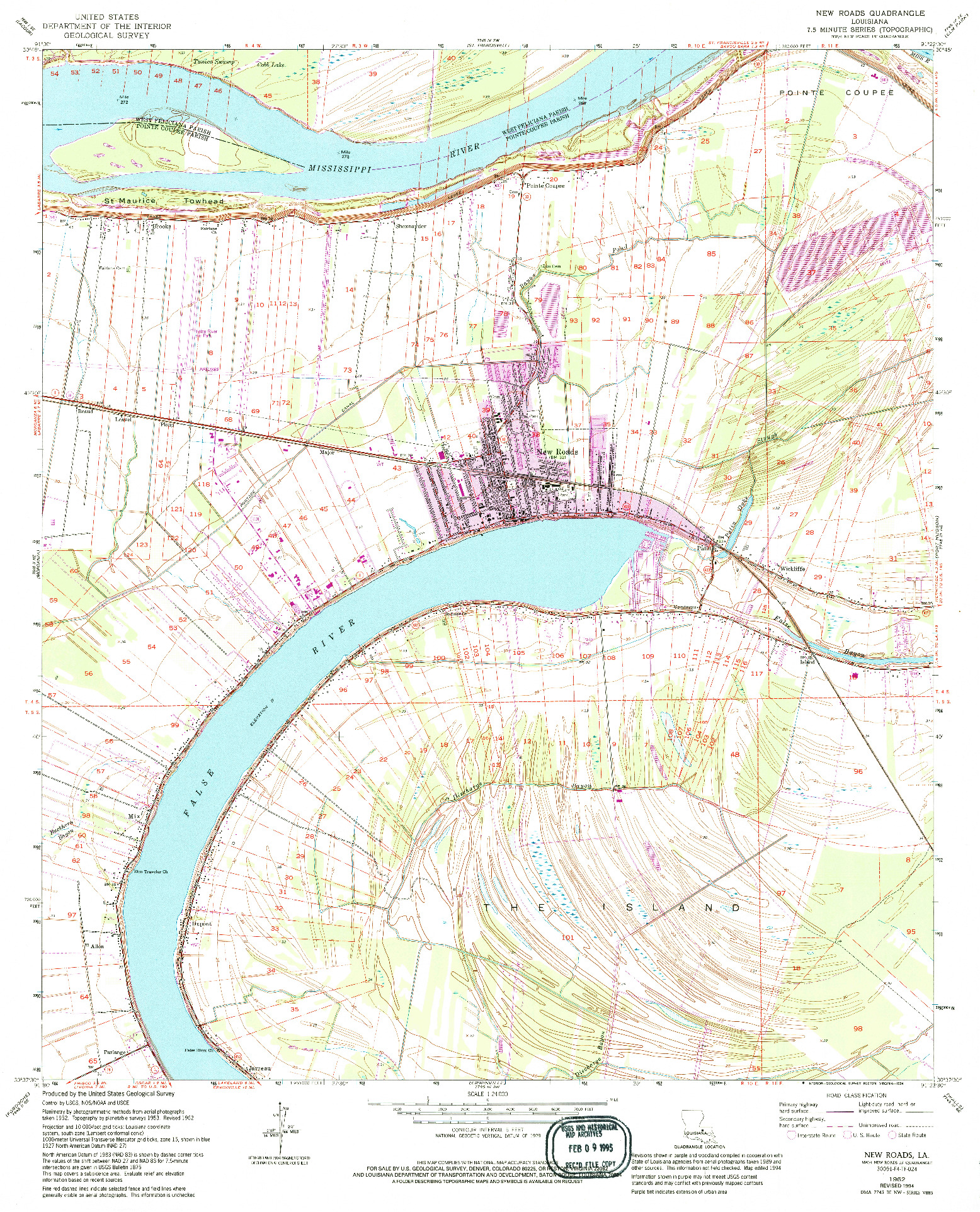 USGS 1:24000-SCALE QUADRANGLE FOR NEW ROADS, LA 1962