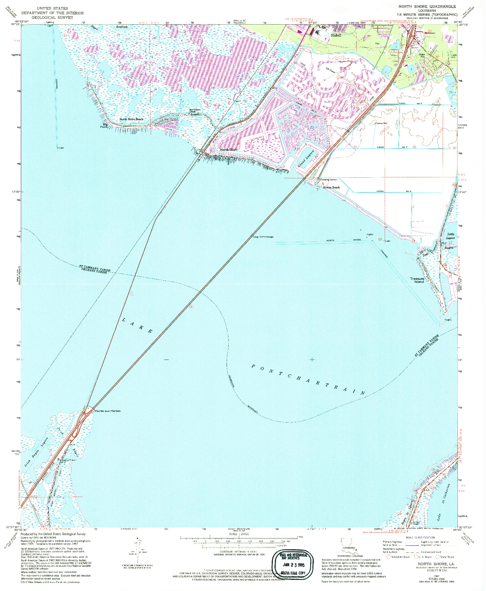 USGS 1:24000-SCALE QUADRANGLE FOR NORTH SHORE, LA 1967