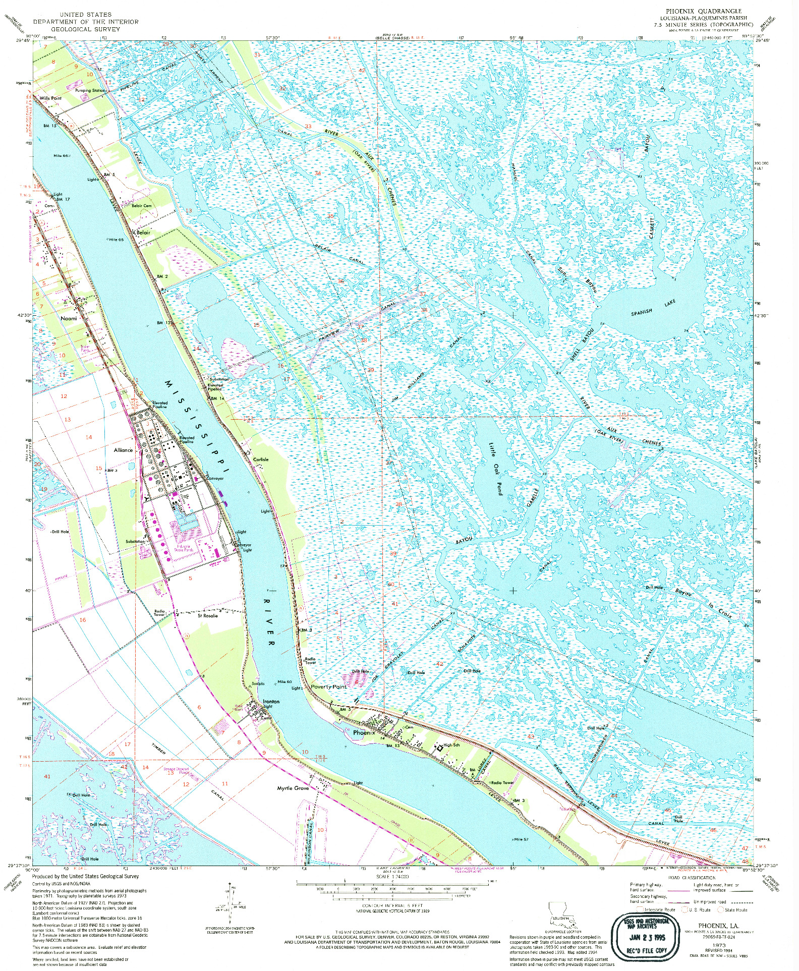 USGS 1:24000-SCALE QUADRANGLE FOR PHOENIX, LA 1973