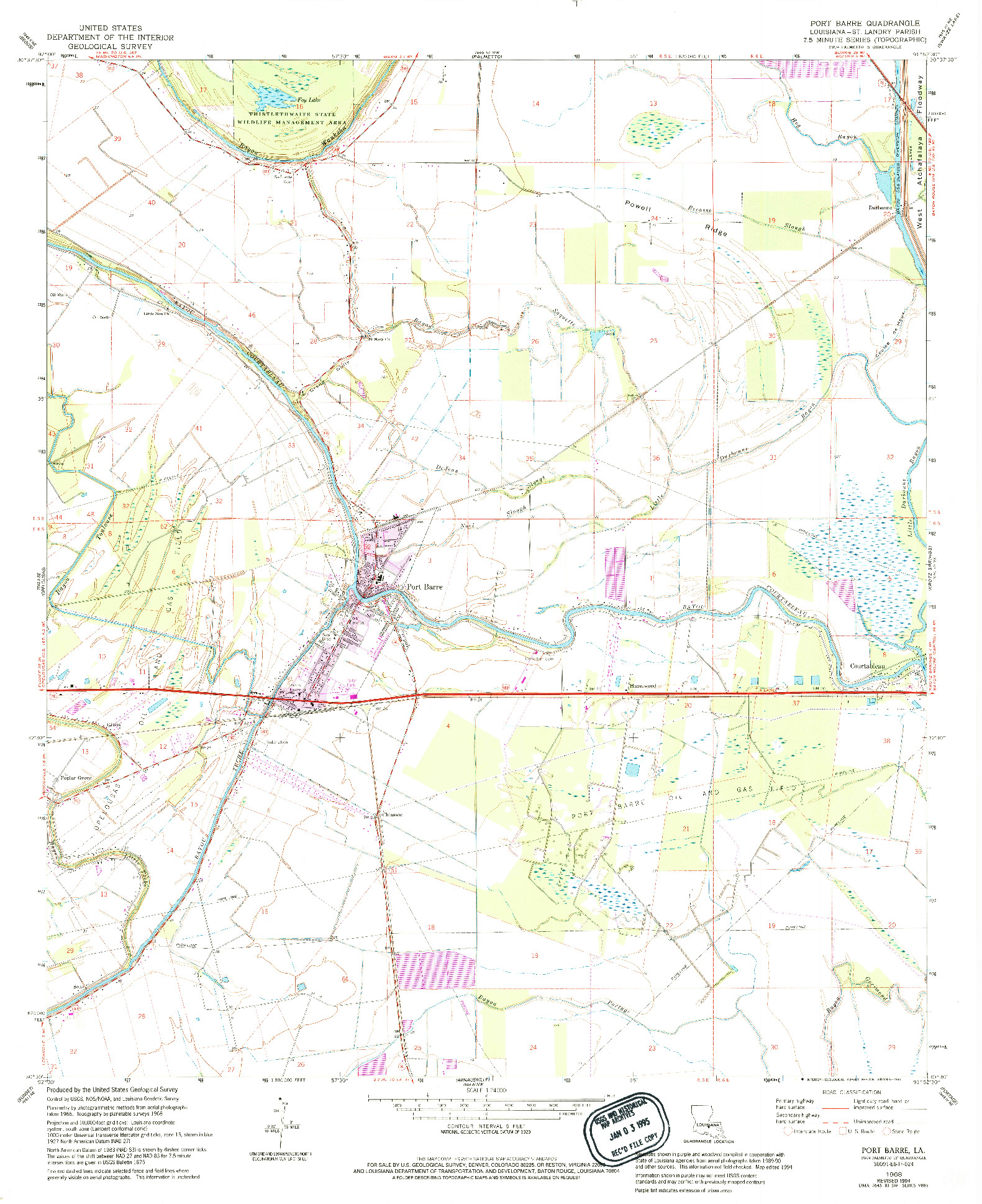 USGS 1:24000-SCALE QUADRANGLE FOR PORT BARRE, LA 1968