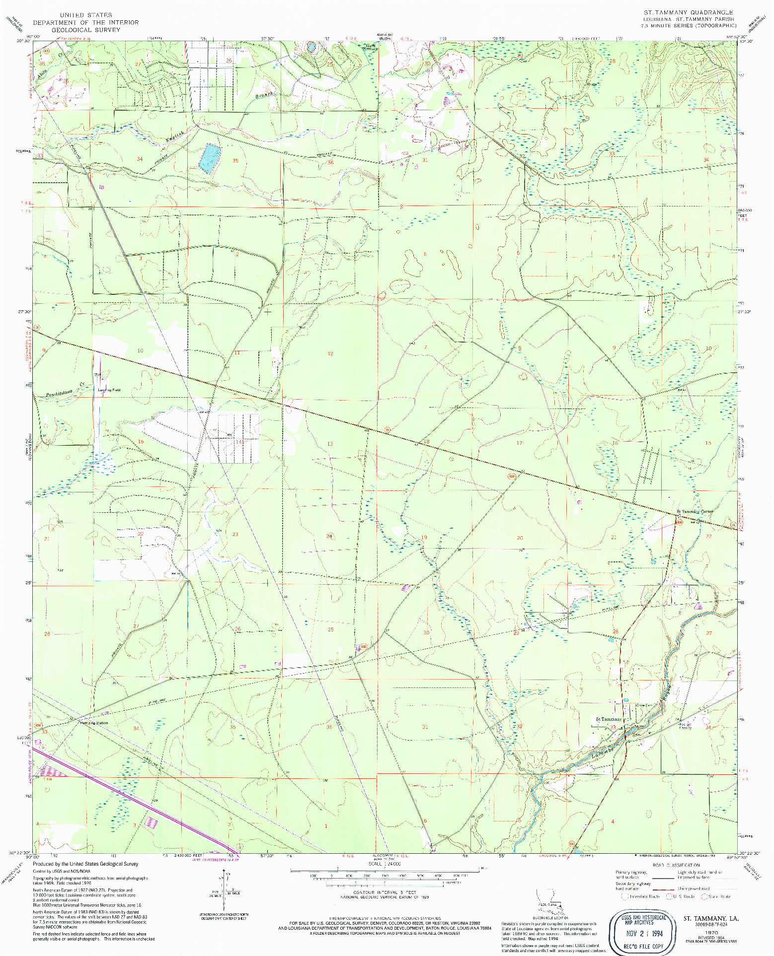 USGS 1:24000-SCALE QUADRANGLE FOR ST. TAMMANY, LA 1970