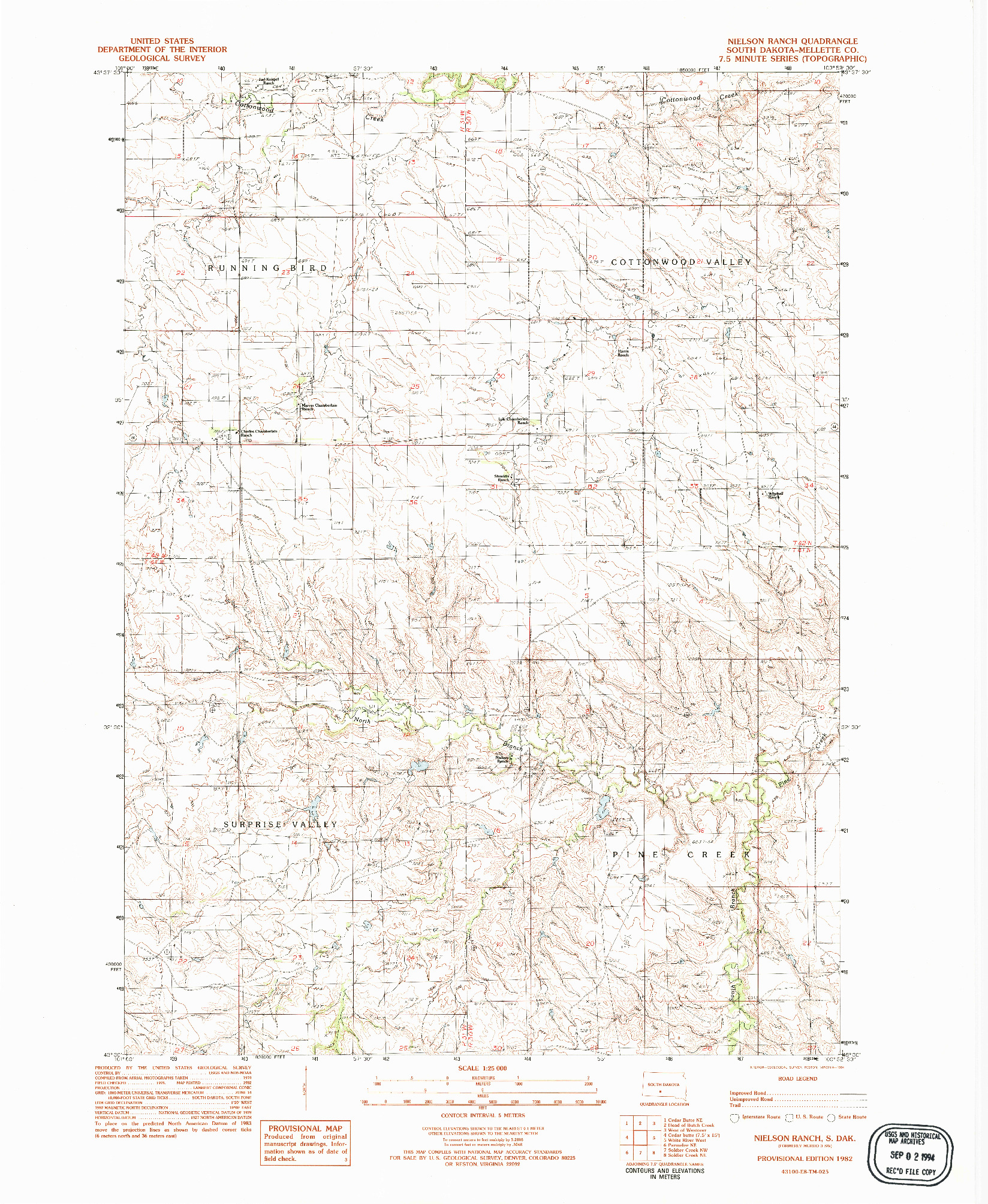 USGS 1:24000-SCALE QUADRANGLE FOR NIELSON RANCH, SD 1982