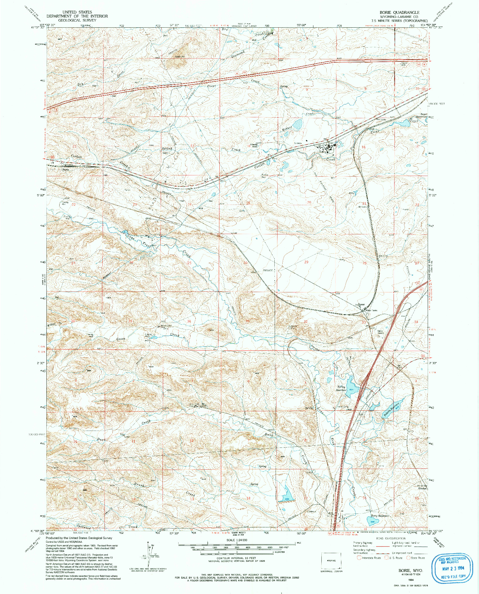USGS 1:24000-SCALE QUADRANGLE FOR BORIE, WY 1994