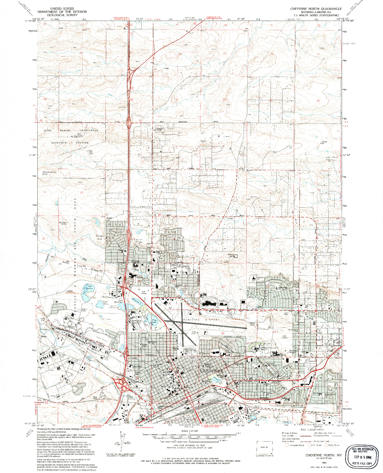 USGS 1:24000-SCALE QUADRANGLE FOR CHEYENNE NORTH, WY 1994