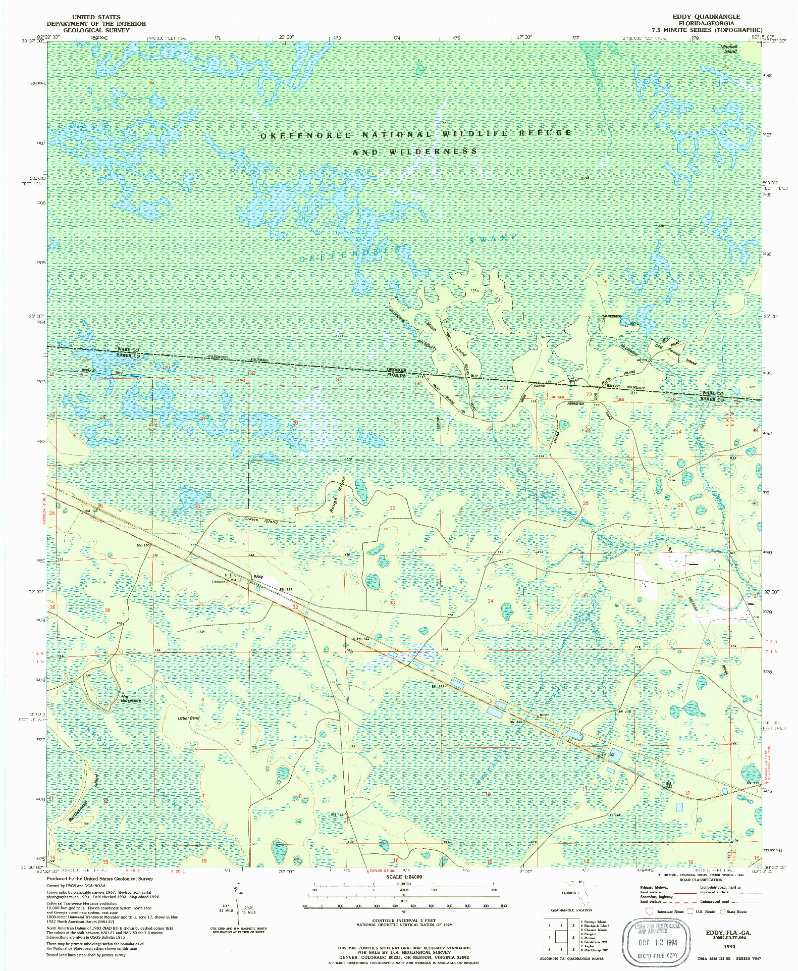 USGS 1:24000-SCALE QUADRANGLE FOR EDDY, FL 1994