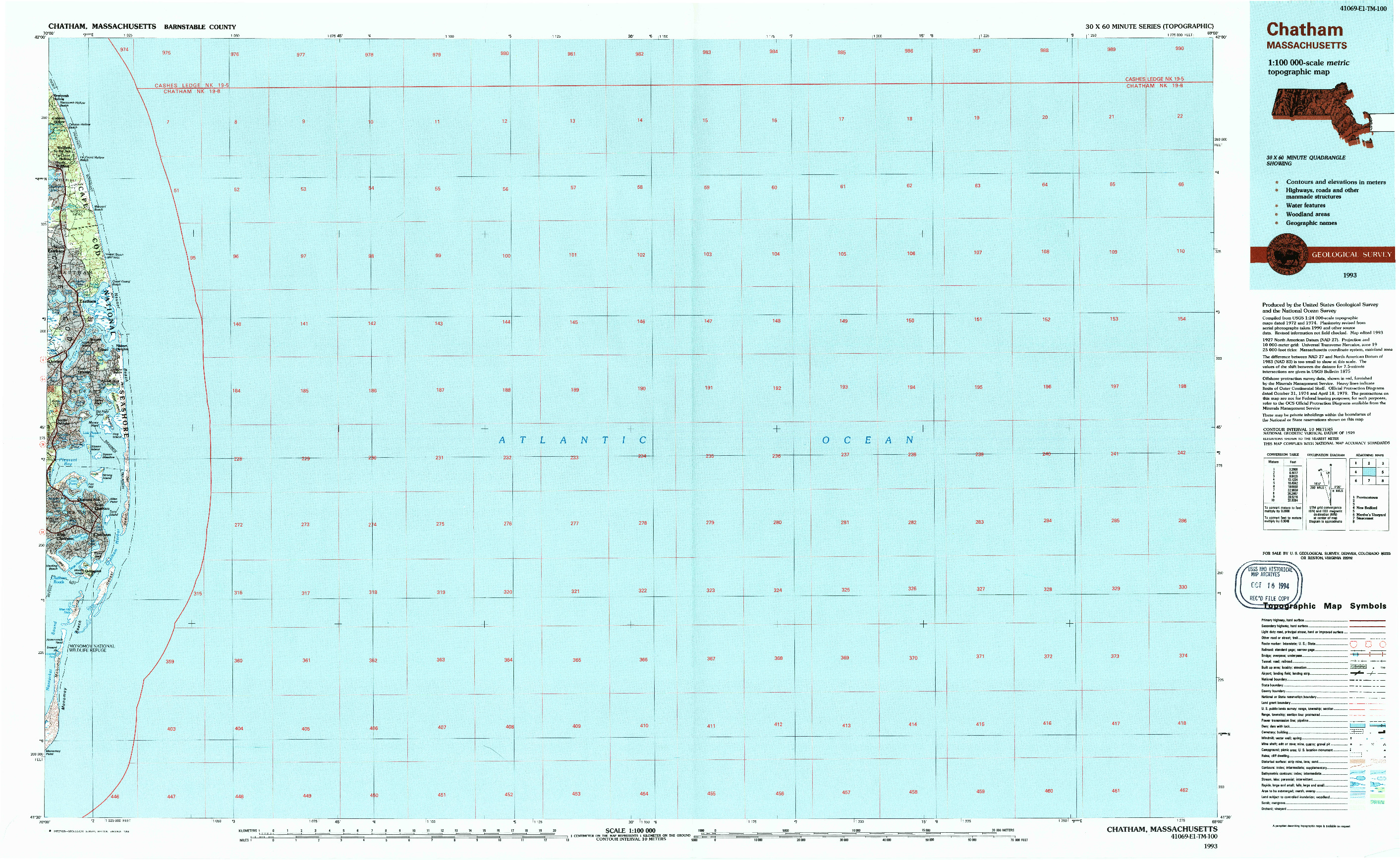 USGS 1:100000-SCALE QUADRANGLE FOR CHATHAM, MA 1993