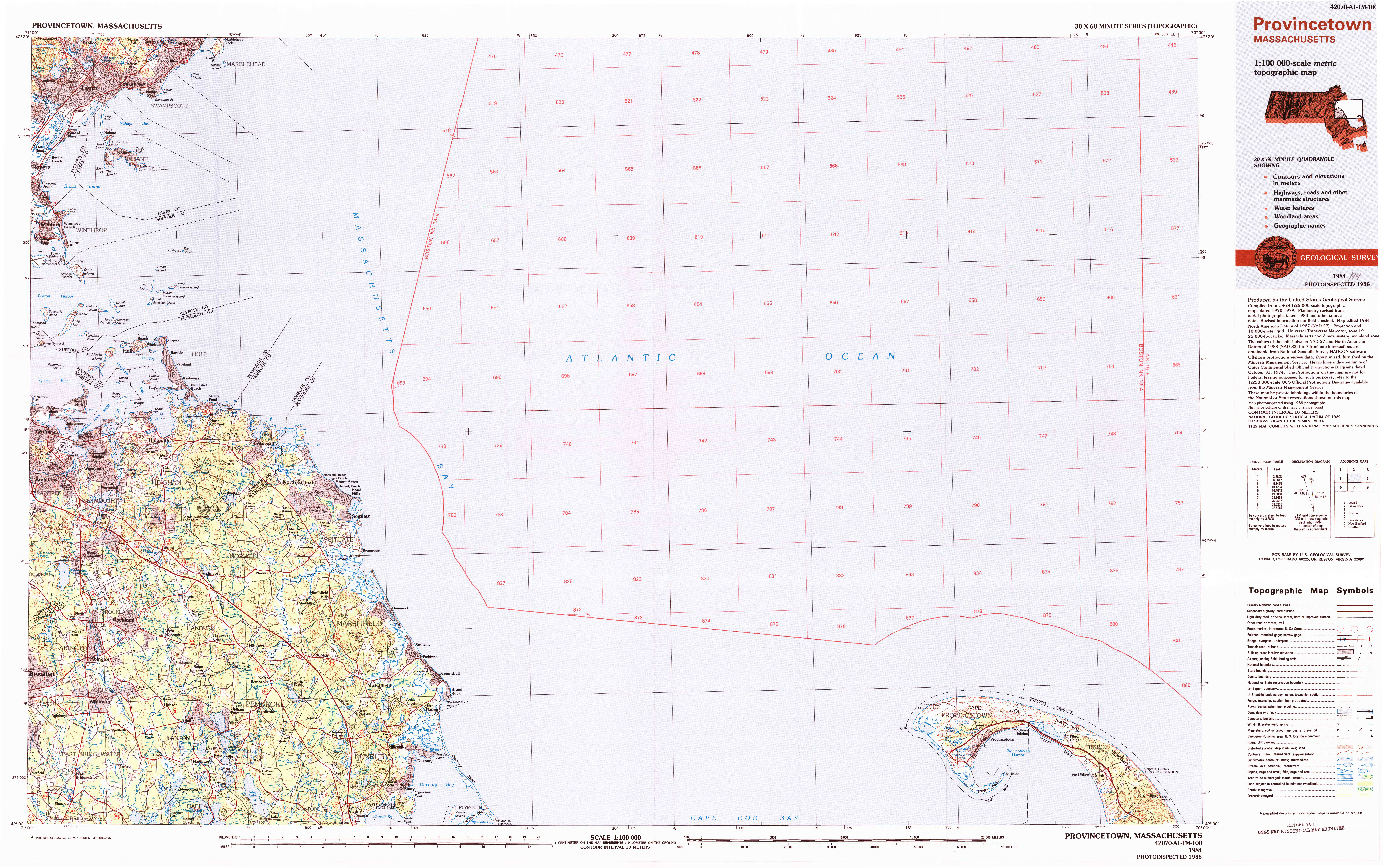 USGS 1:100000-SCALE QUADRANGLE FOR PROVINCETOWN, MA 1984