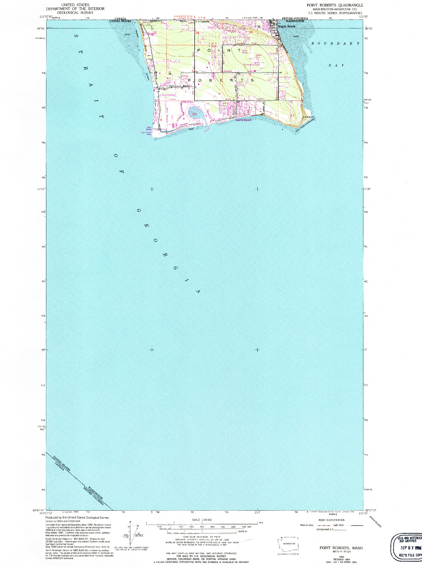 USGS 1:24000-SCALE QUADRANGLE FOR POINT ROBERTS, WA 1952