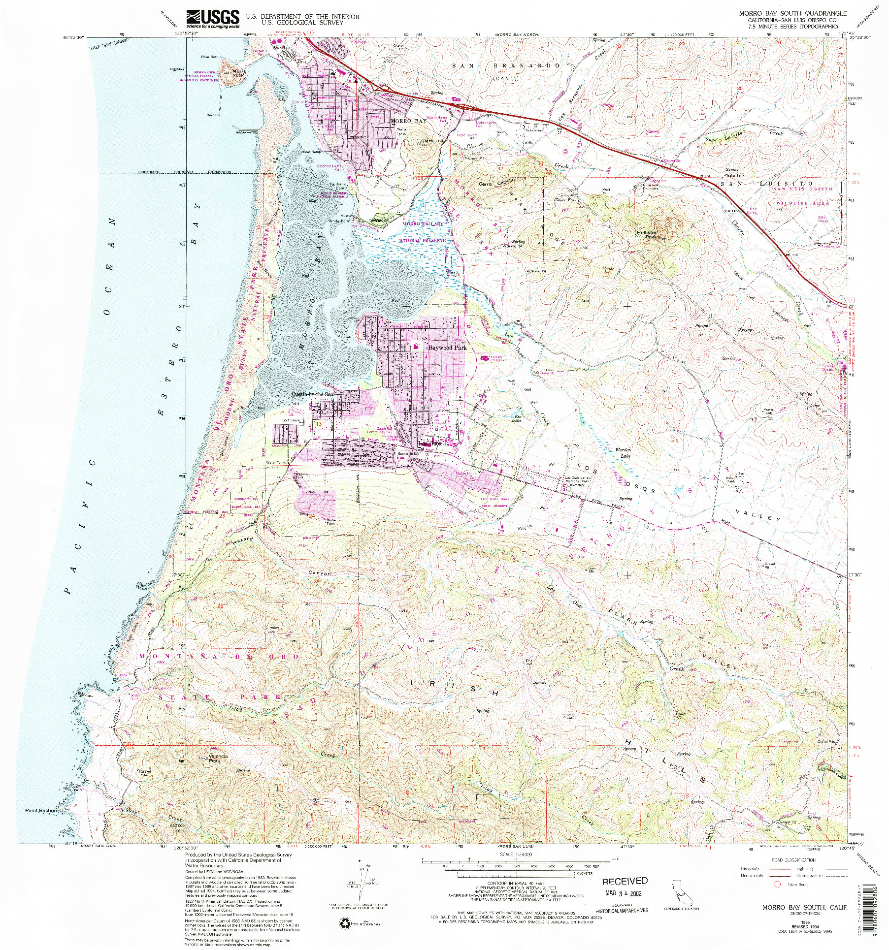 USGS 1:24000-SCALE QUADRANGLE FOR MORRO BAY SOUTH, CA 1965