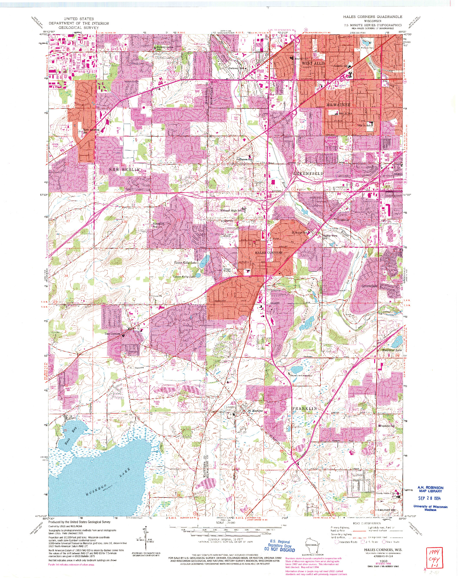 USGS 1:24000-SCALE QUADRANGLE FOR HALES CORNERS, WI 1959