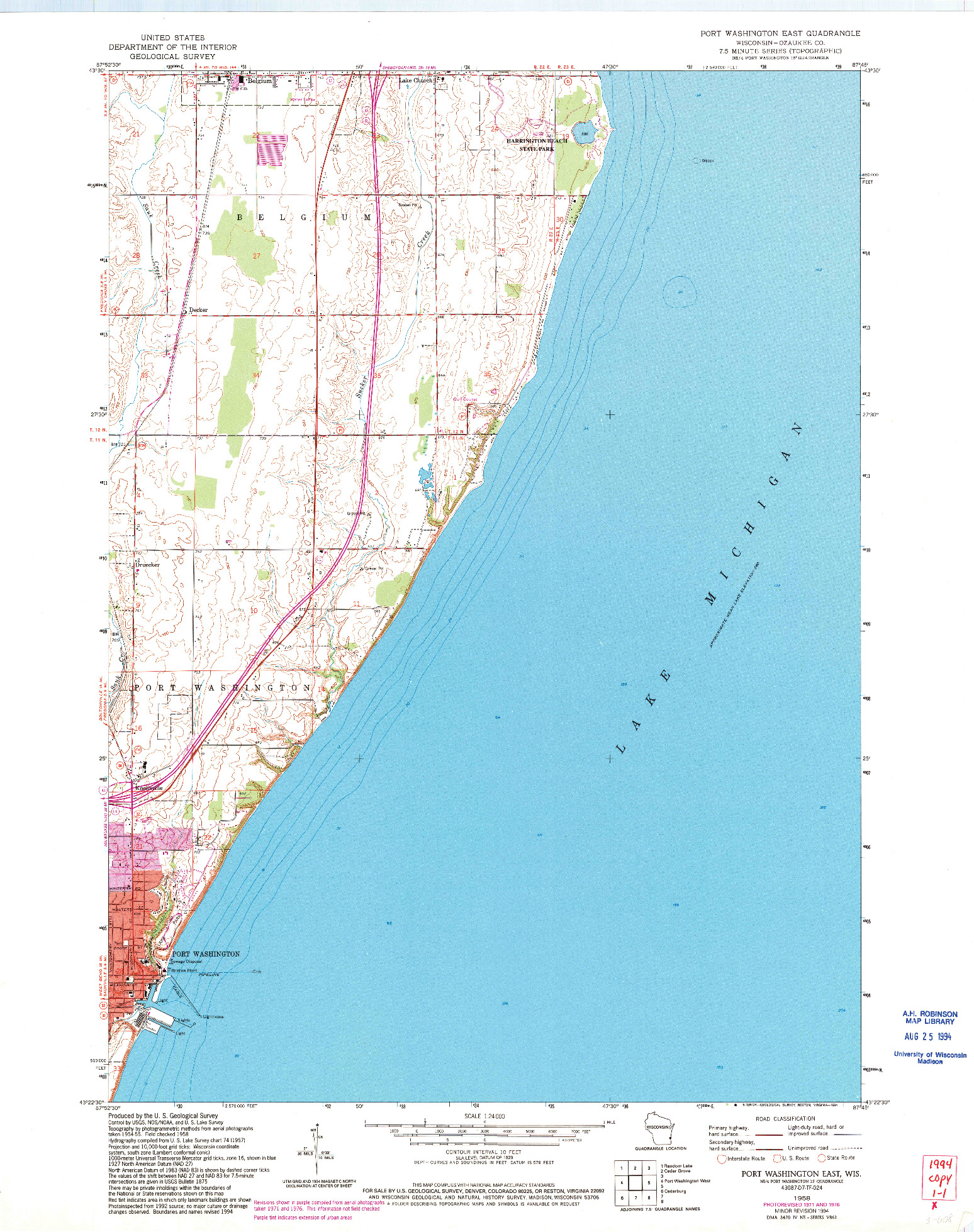 USGS 1:24000-SCALE QUADRANGLE FOR PORT WASHINGTON EAST, WI 1958