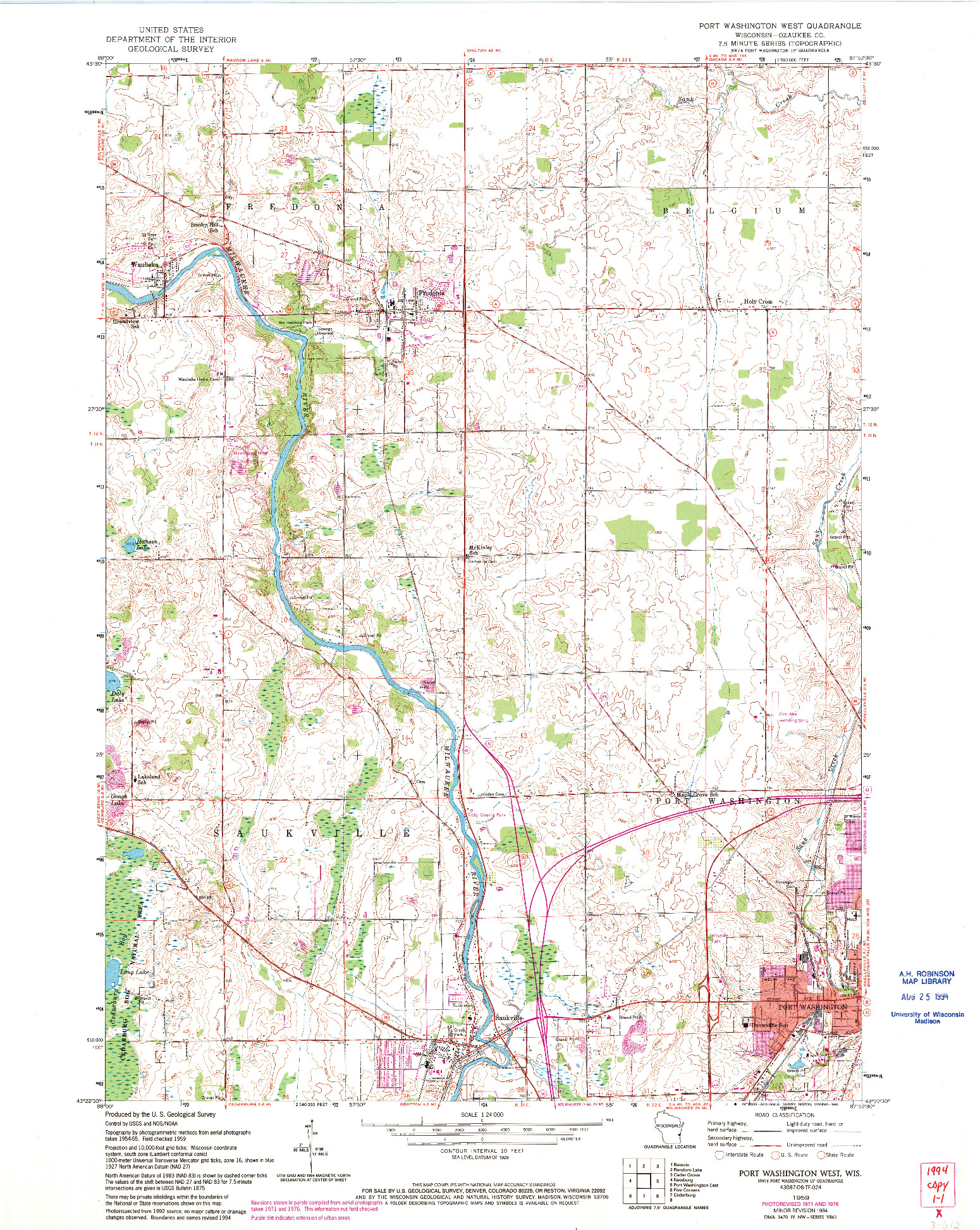 USGS 1:24000-SCALE QUADRANGLE FOR PORT WASHINGTON WEST, WI 1959