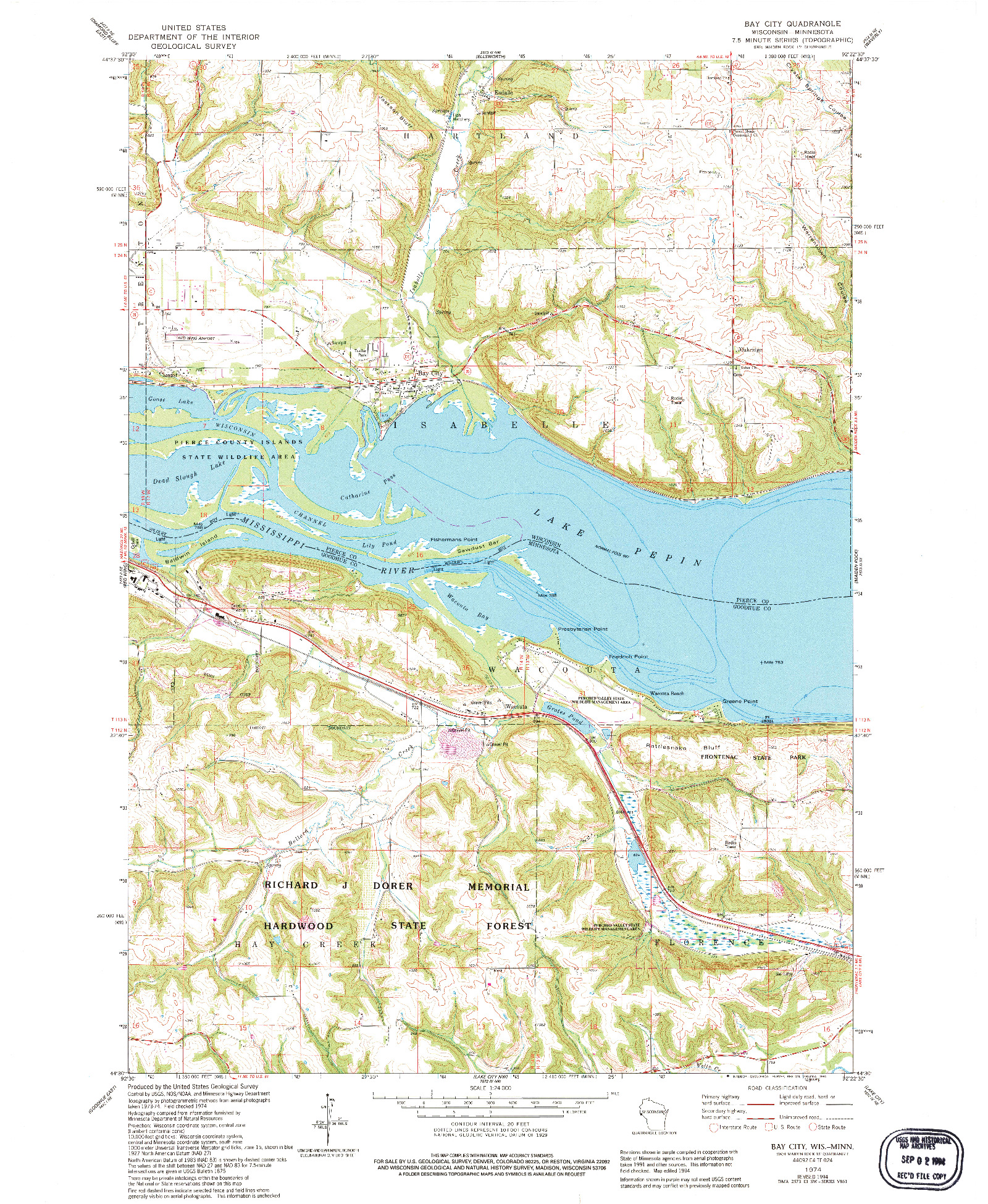 USGS 1:24000-SCALE QUADRANGLE FOR BAY CITY, WI 1974