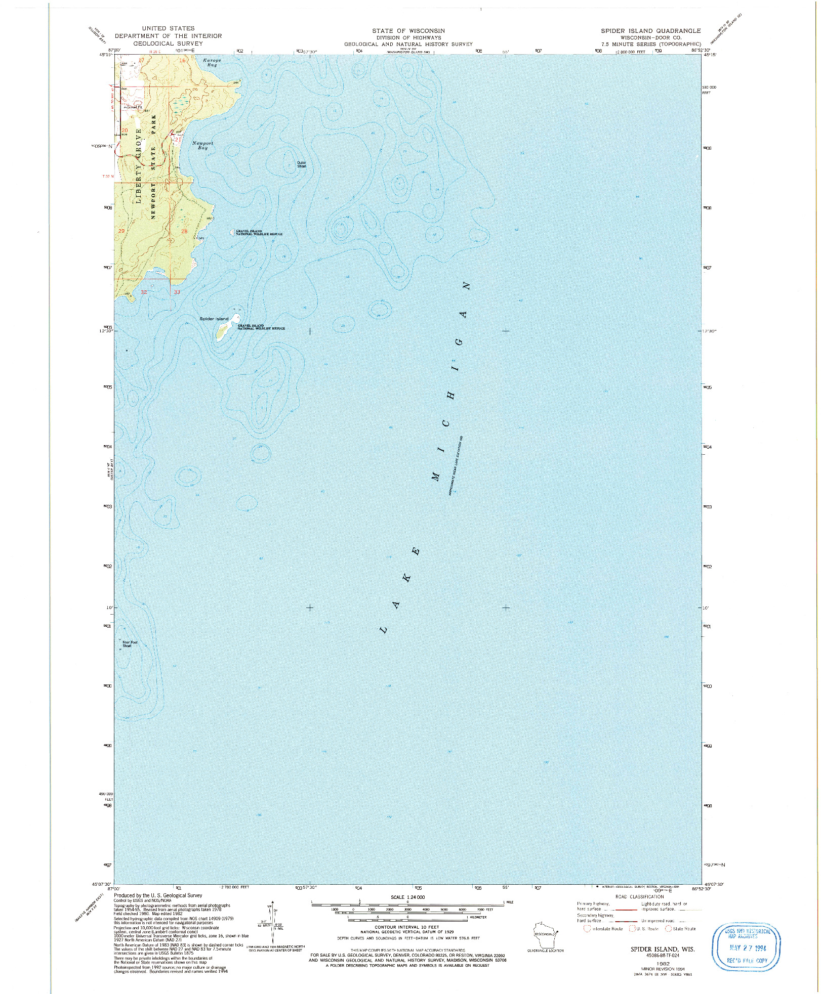 USGS 1:24000-SCALE QUADRANGLE FOR SPIDER ISLAND, WI 1982