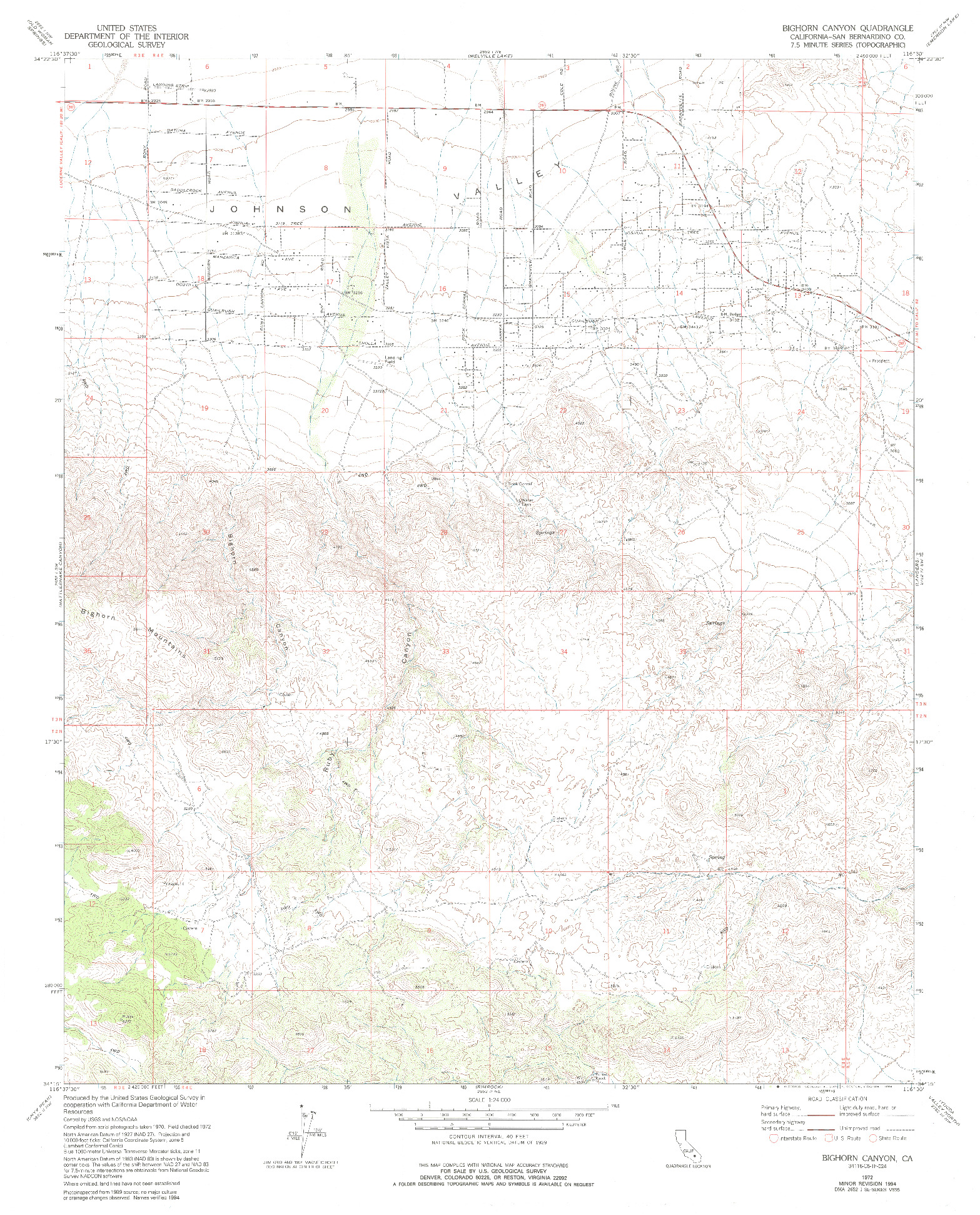 USGS 1:24000-SCALE QUADRANGLE FOR BIGHORN CANYON, CA 1972