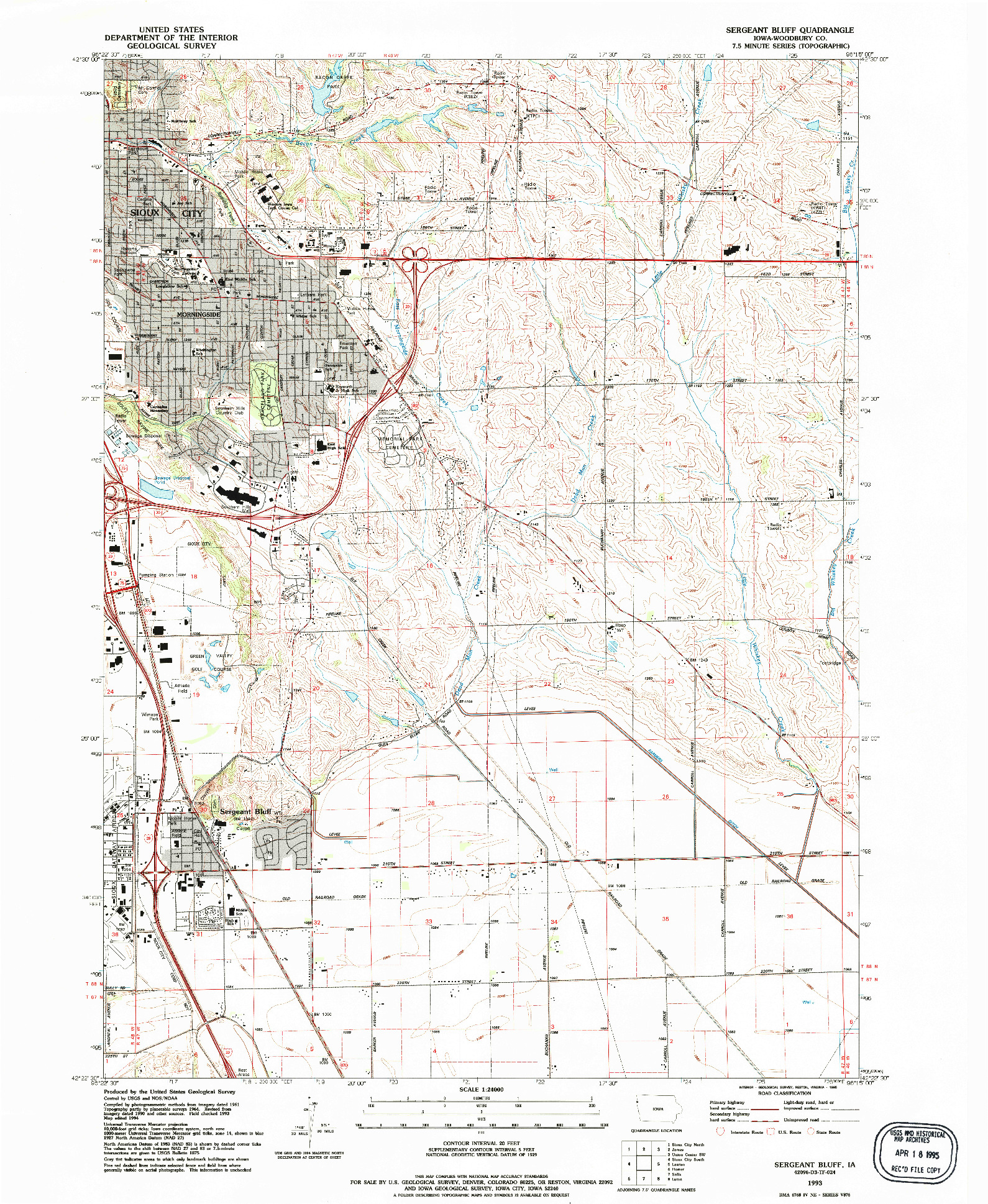 USGS 1:24000-SCALE QUADRANGLE FOR SERGEANT BLUFF, IA 1993