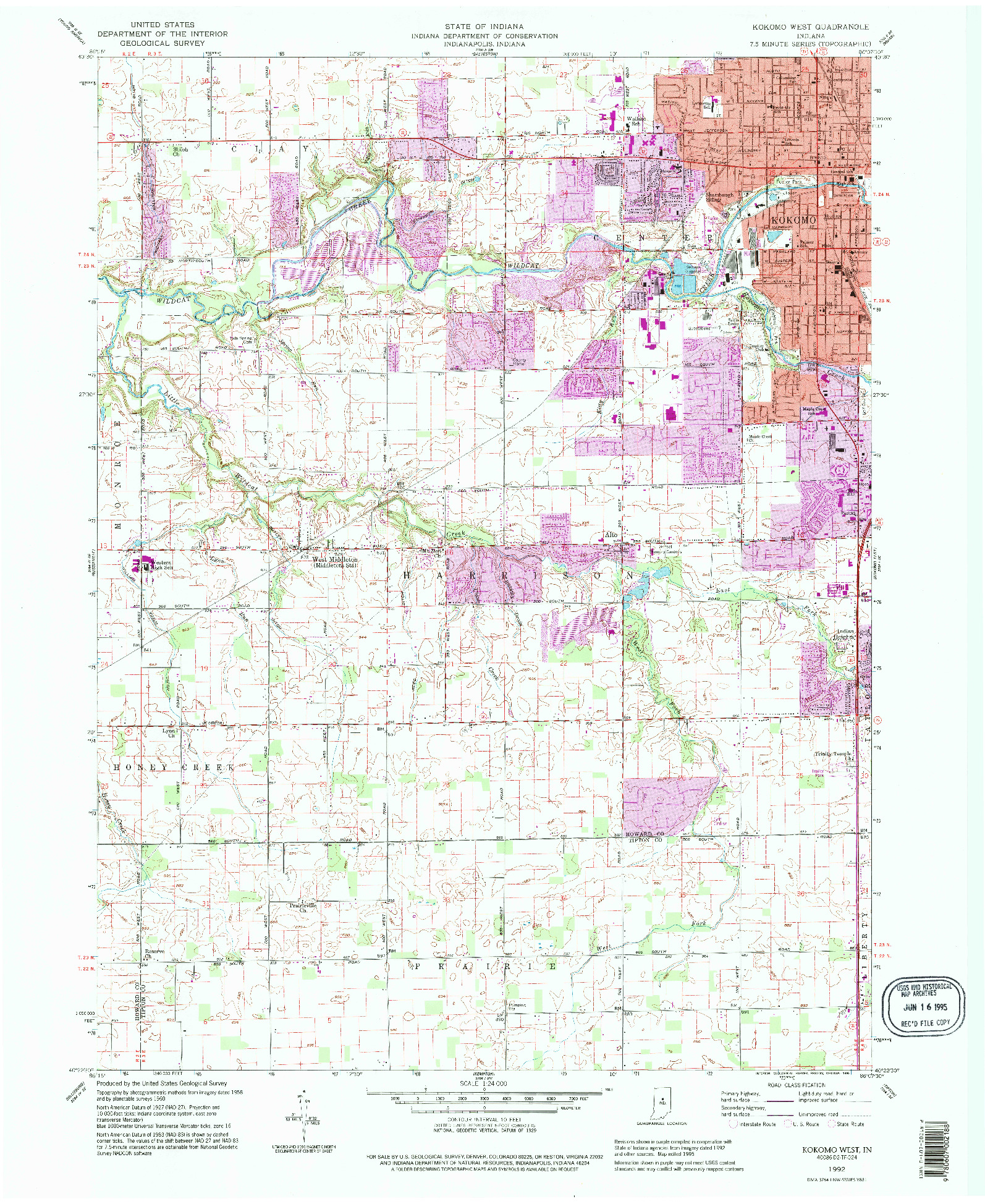 USGS 1:24000-SCALE QUADRANGLE FOR KOKOMO WEST, IN 1992