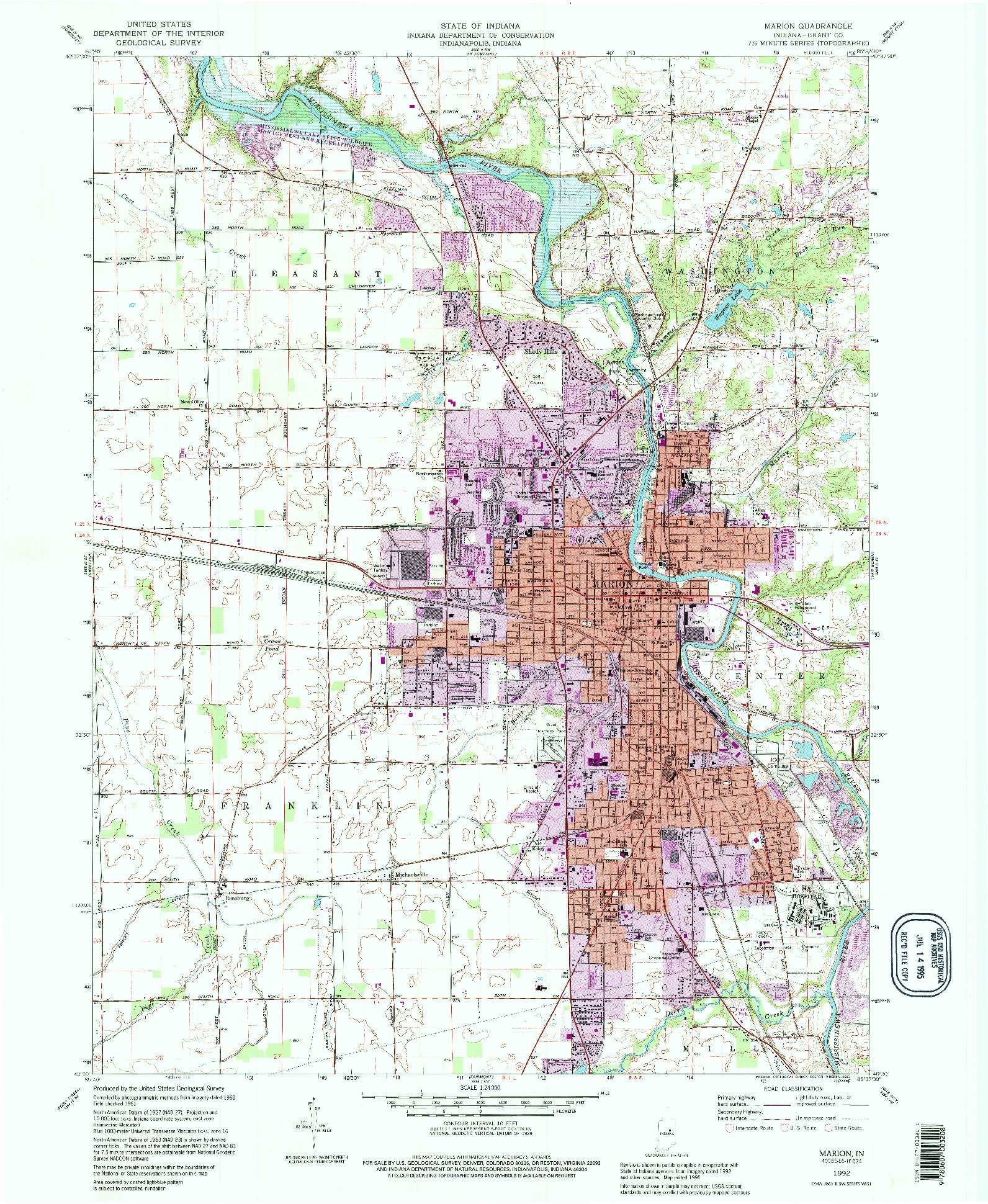 USGS 1:24000-SCALE QUADRANGLE FOR MARION, IN 1992