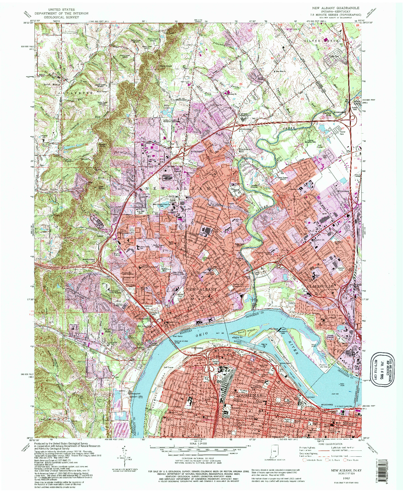 USGS 1:24000-SCALE QUADRANGLE FOR NEW ALBANY, IN 1992