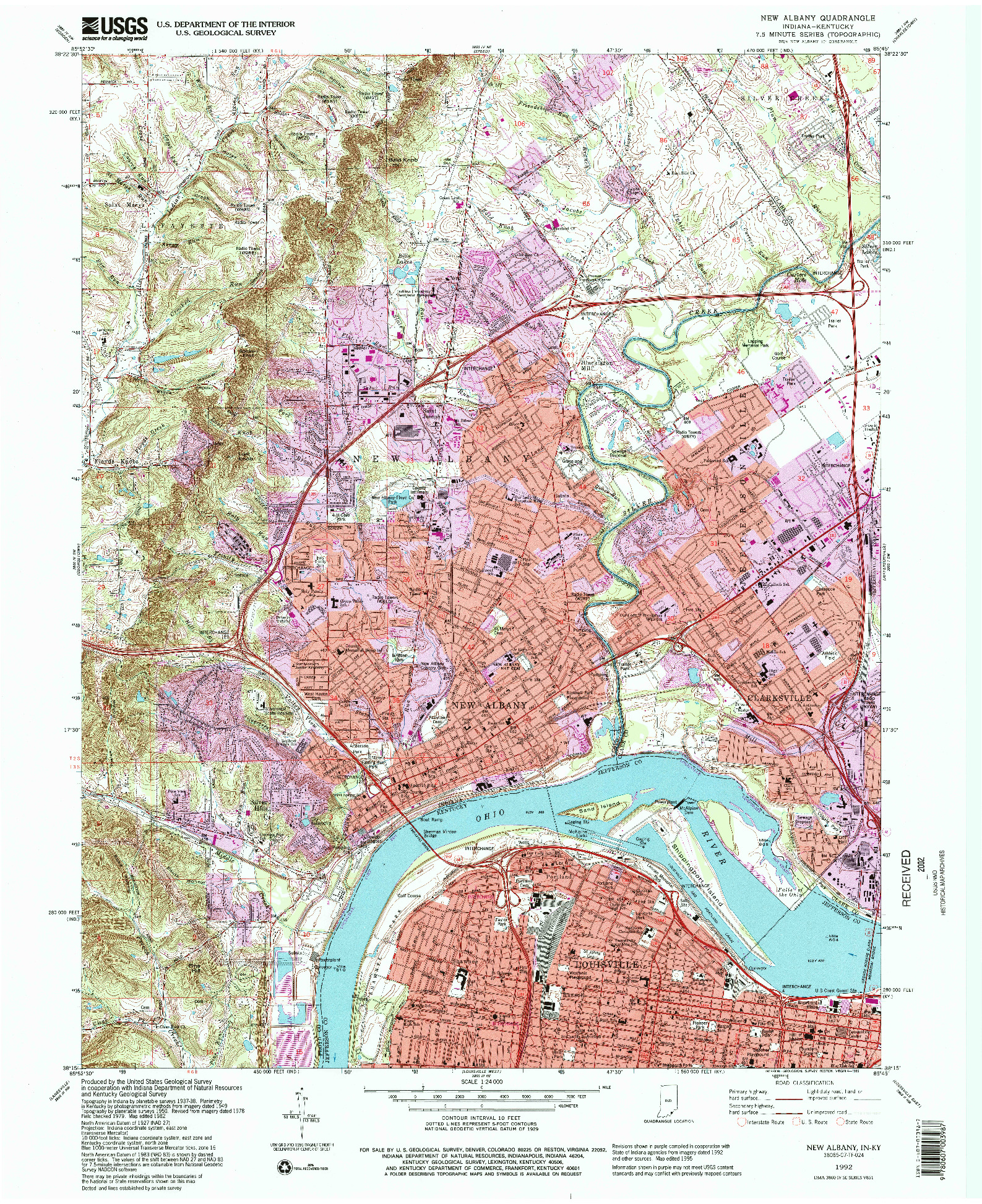 USGS 1:24000-SCALE QUADRANGLE FOR NEW ALBANY, IN 1992